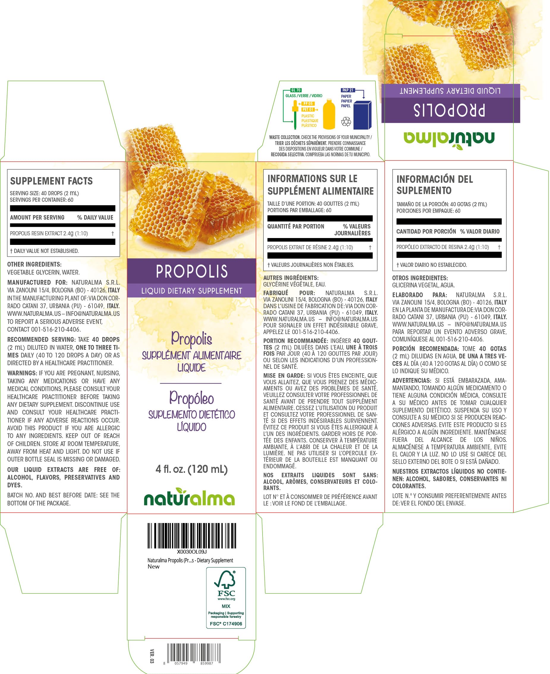 Naturalma Propolis Liquid Extract bottle side view