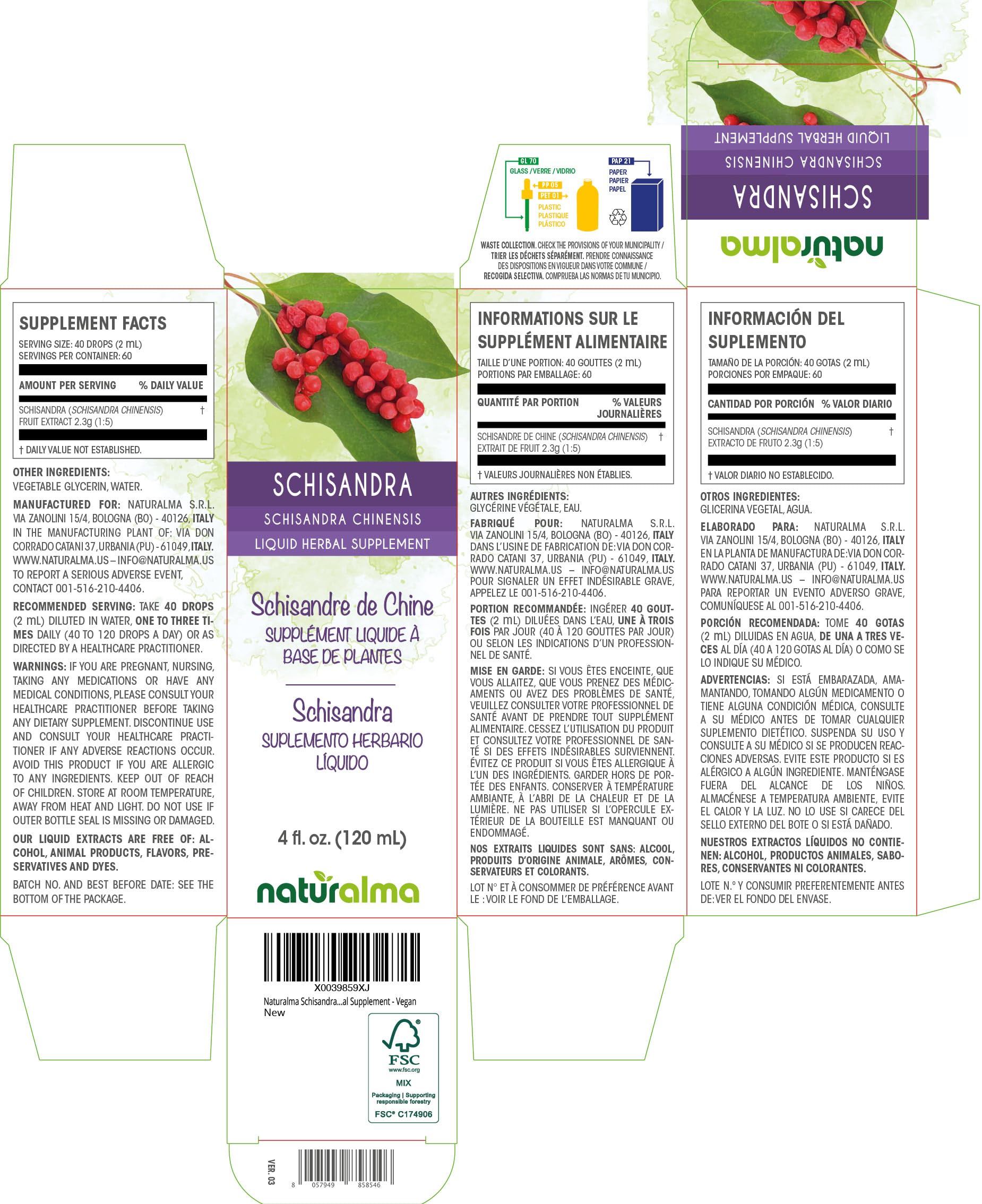 Naturalma Schisandra Liquid Extract 180g side view