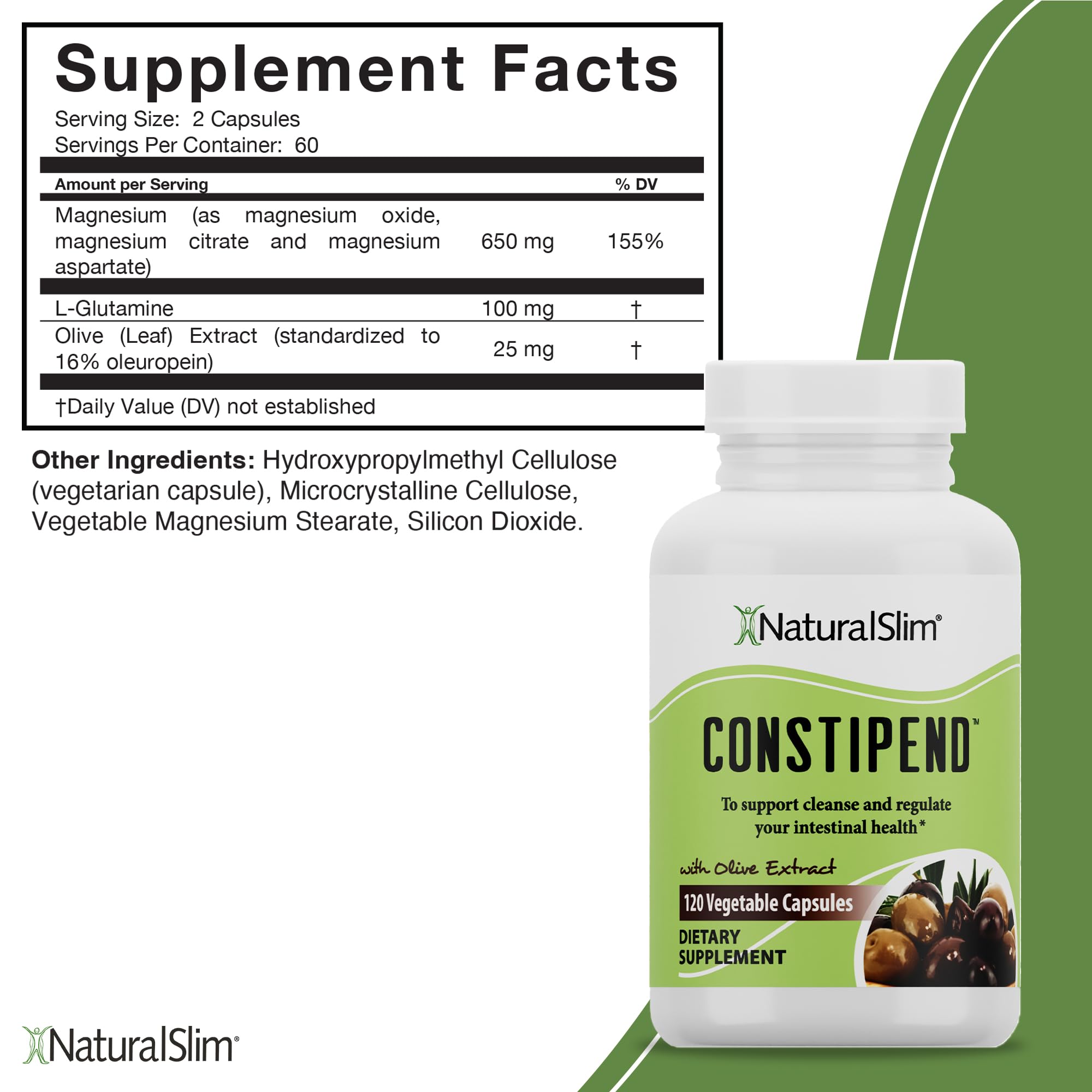 NaturalSlim Constipend Magnesium Supplement 290g back view