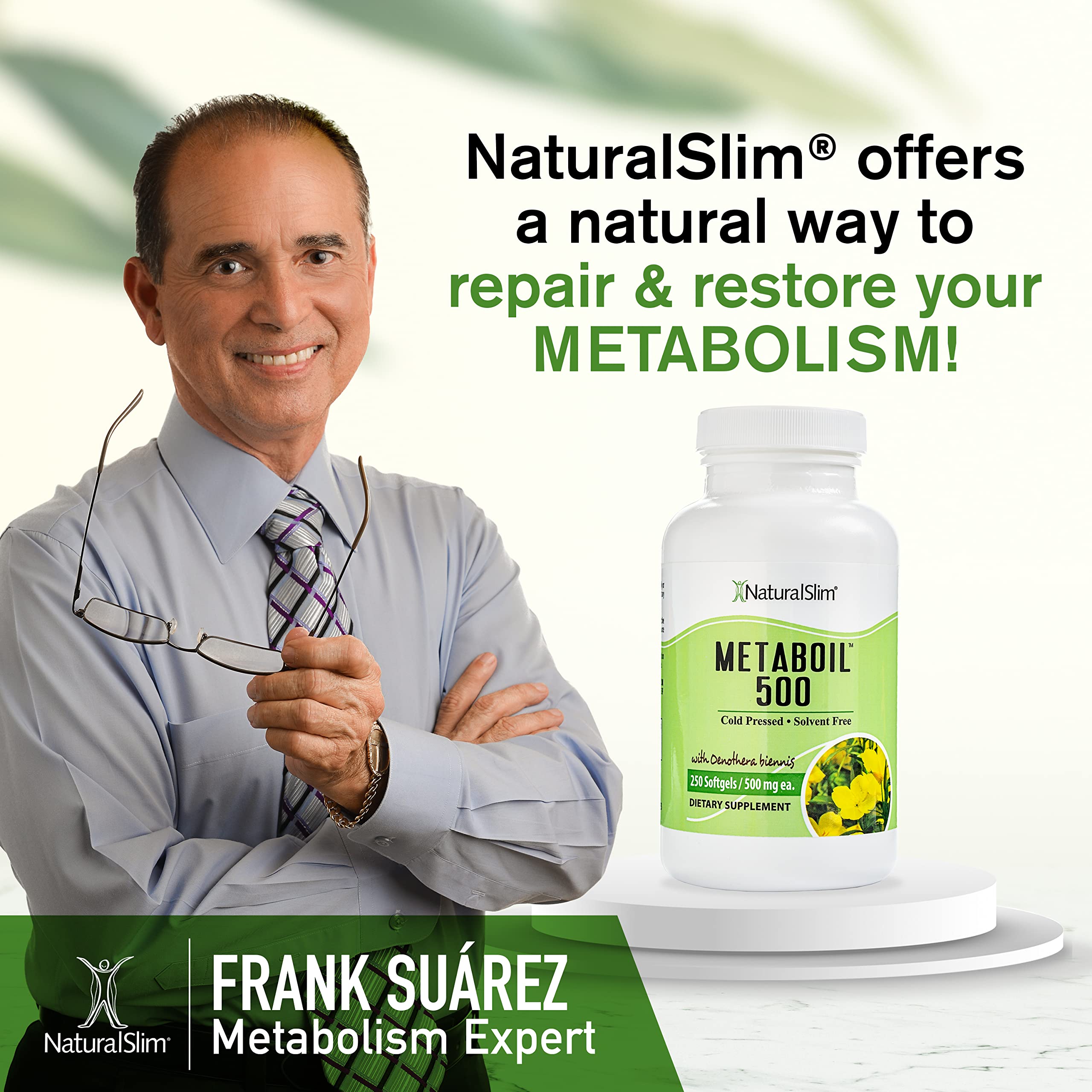 NaturalSlim Evening Primrose Oil 500mg softgels on a wooden table
