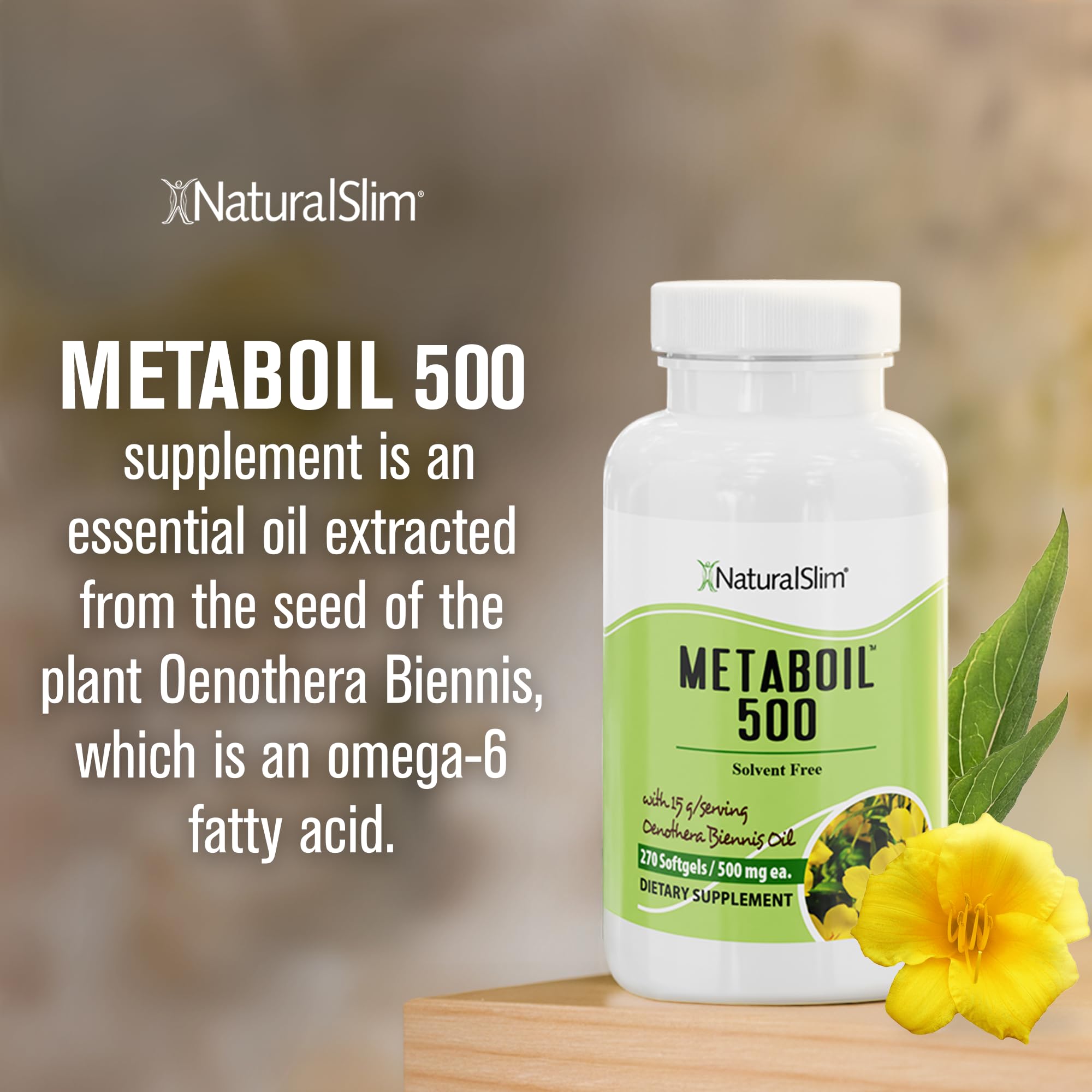 NaturalSlim Evening Primrose Oil 500mg softgels with measuring spoon