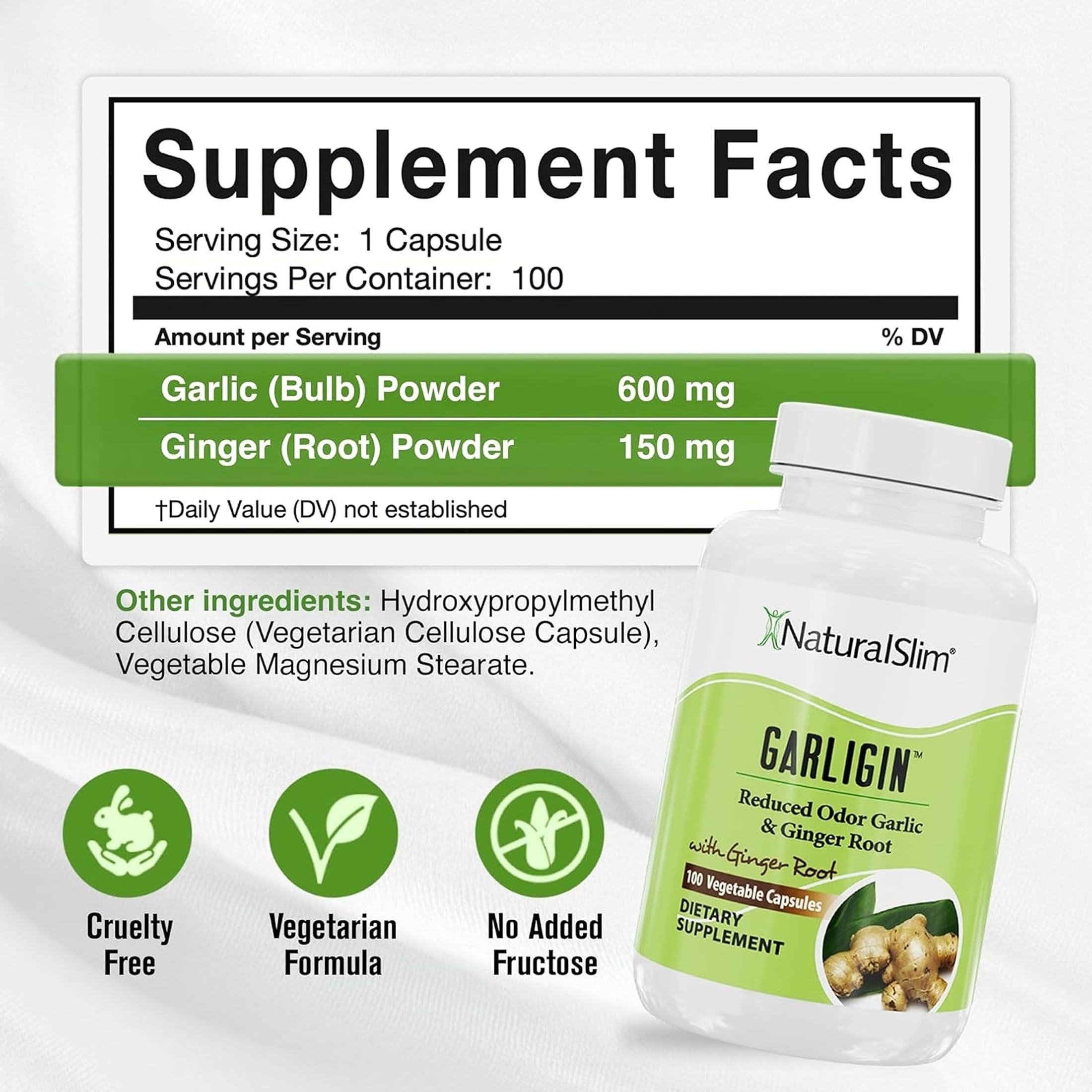 NaturalSlim Garligin garlic capsules bottle with label
