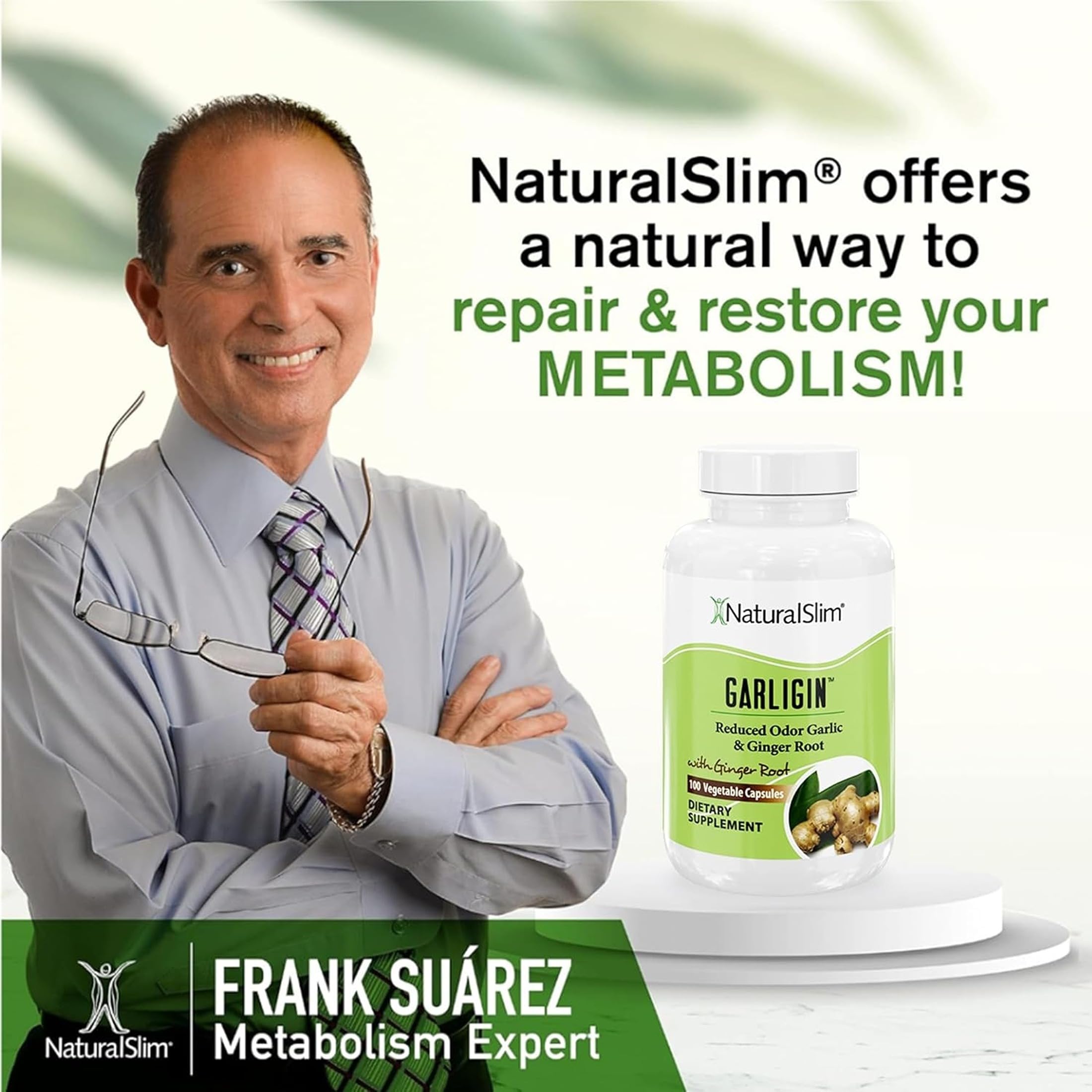 NaturalSlim Garligin garlic capsules with a measuring spoon