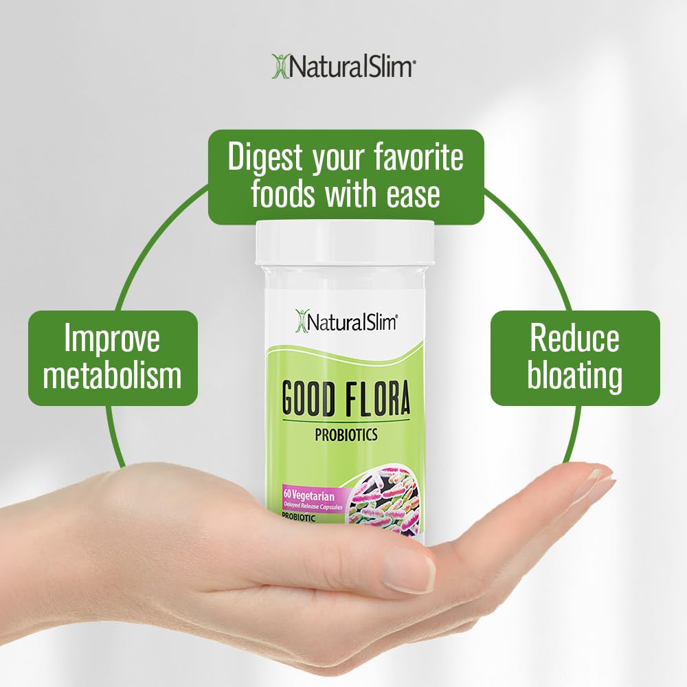 NaturalSlim Good Flora Probiotic Capsules with fresh fruits