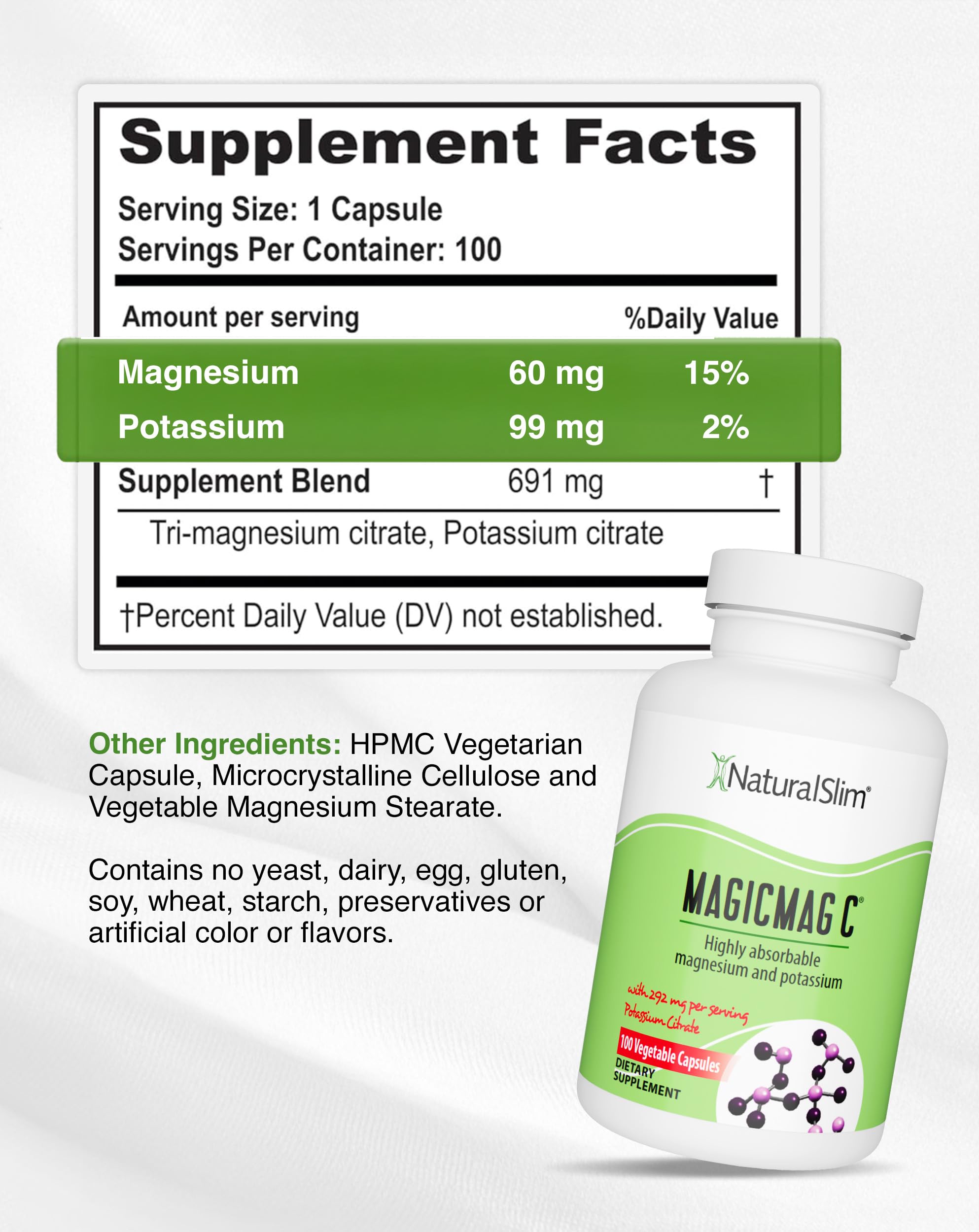 NaturalSlim MagicMag C Capsules with a measuring spoon