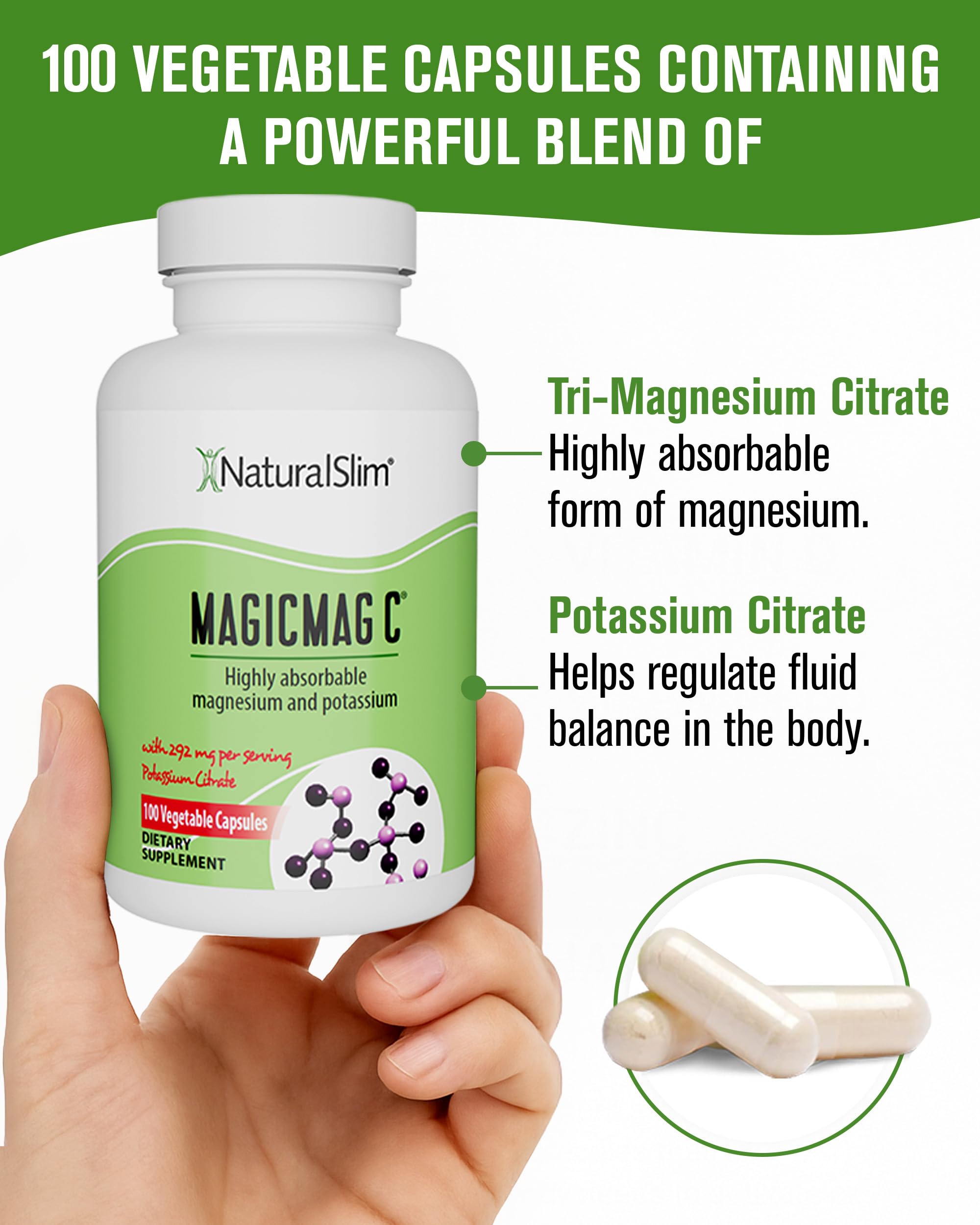 NaturalSlim MagicMag C Capsules with dosage information