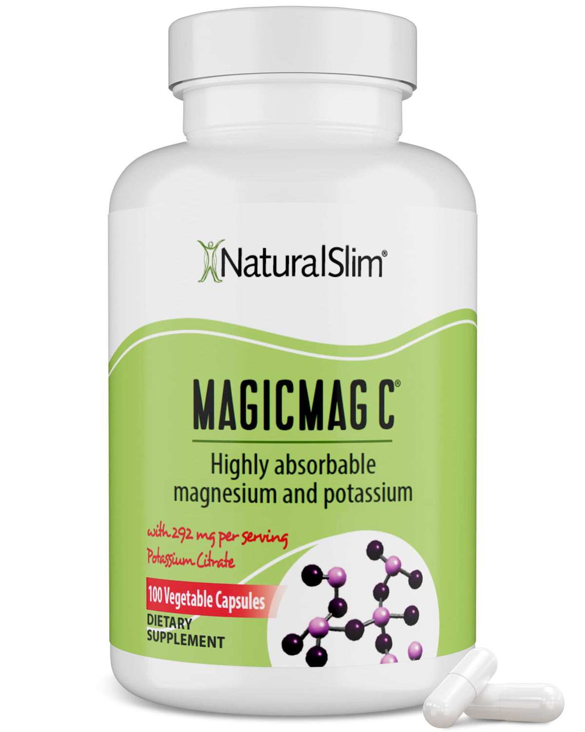 NaturalSlim MagicMag C Magnesium Citrate capsules front view