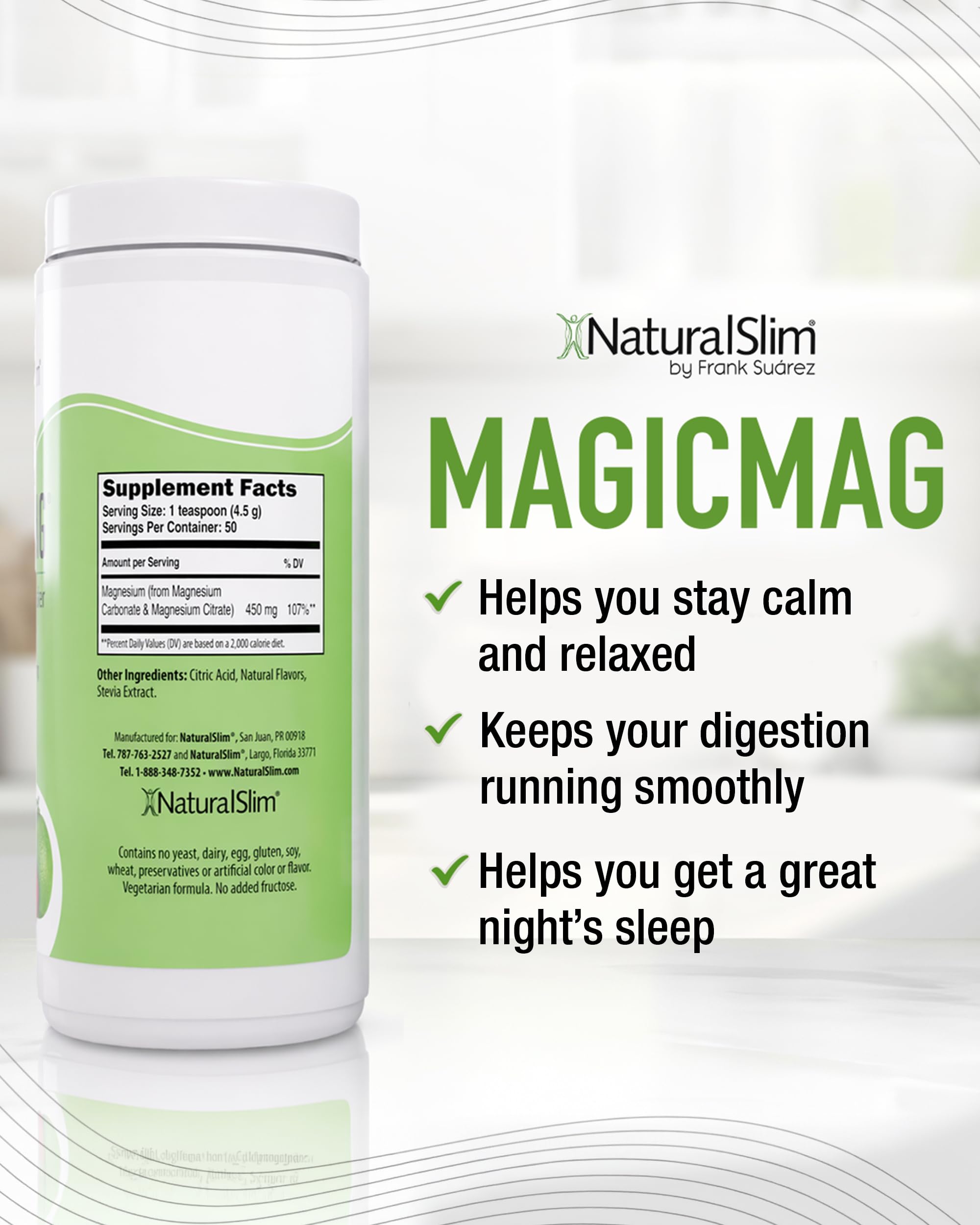 NaturalSlim MagicMag Magnesium Citrate Powder 227g scoop