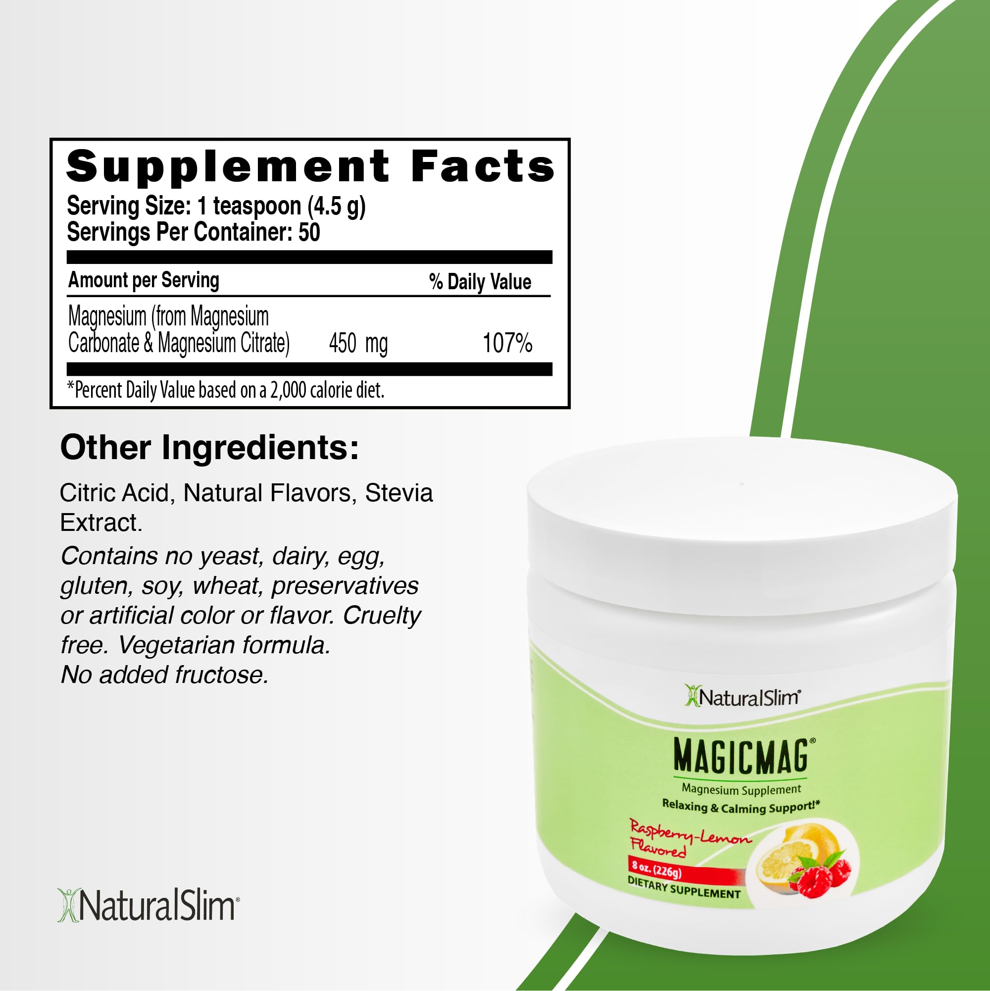NaturalSlim MagicMag Magnesium Powder 82g Strawberry Lime packaging