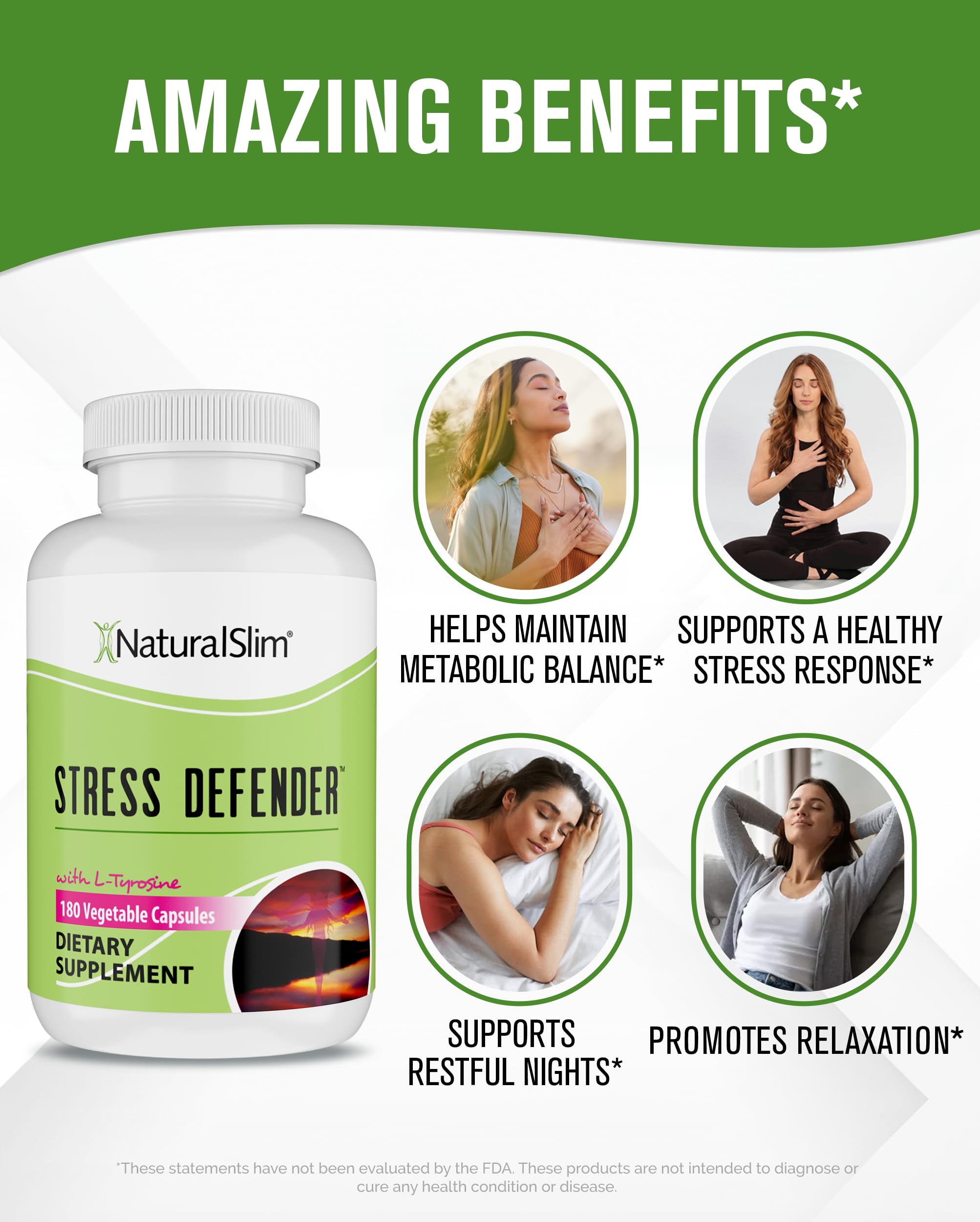 NaturalSlim Stress Defender supplement bottle with capsules on table