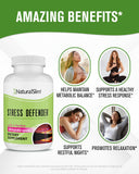 NaturalSlim Stress Defender supplement bottle with capsules on table