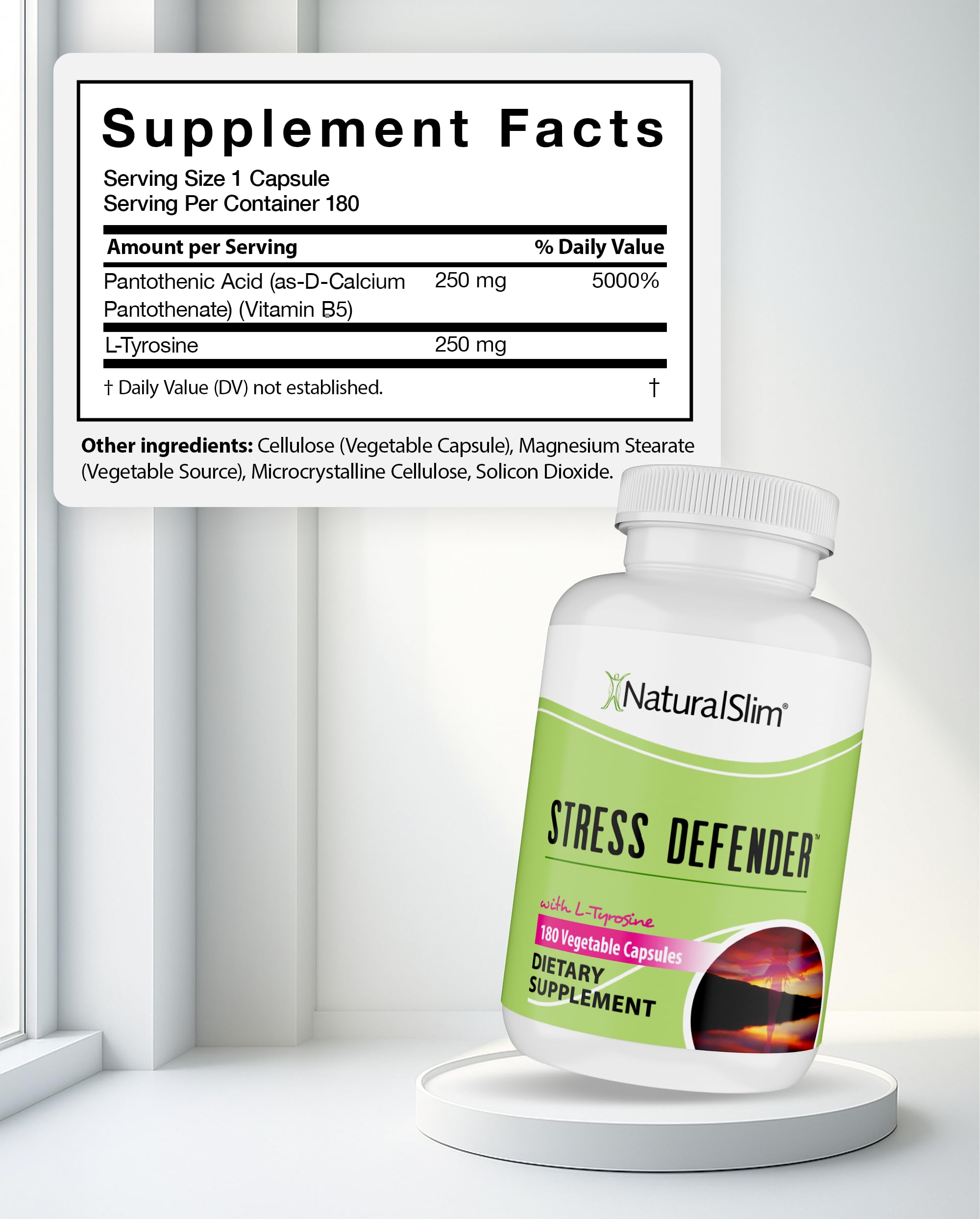 NaturalSlim Stress Defender supplement capsules close-up