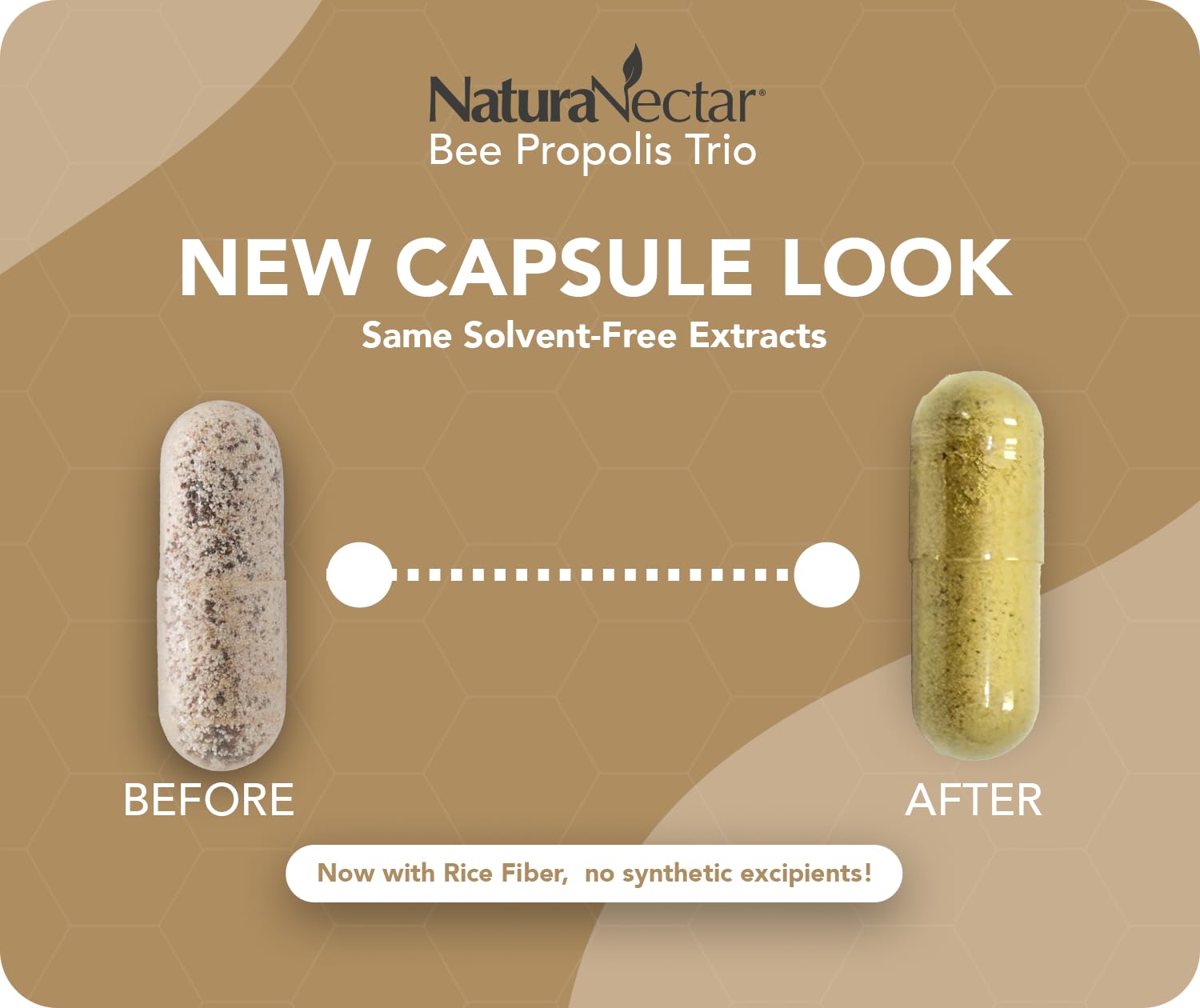 NaturaNectar Bee Propolis Trio Capsules showing dosage information