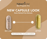 NaturaNectar Bee Propolis Trio Capsules showing dosage information