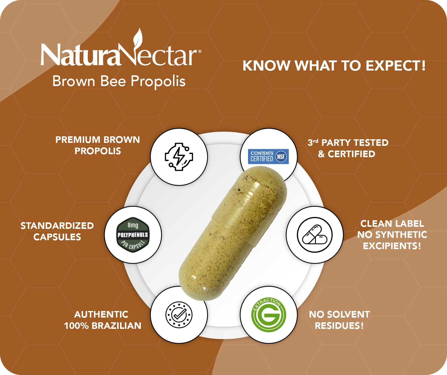 NaturaNectar Brown Bee Propolis Capsules in a health setting