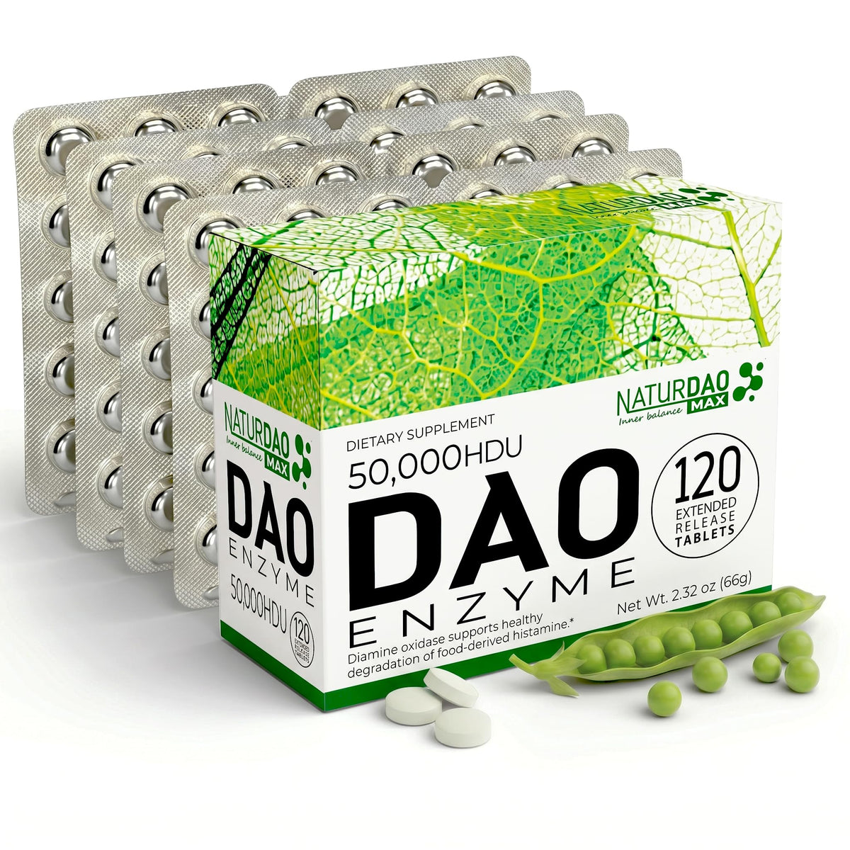 NATURDAO MAX Multi-Enzyme Supplement 120 tablets front view