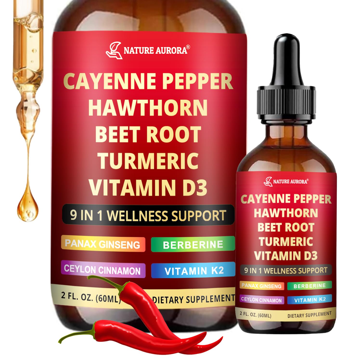 Nature Aurora Cayenne Pepper Liquid Drops 40g front view