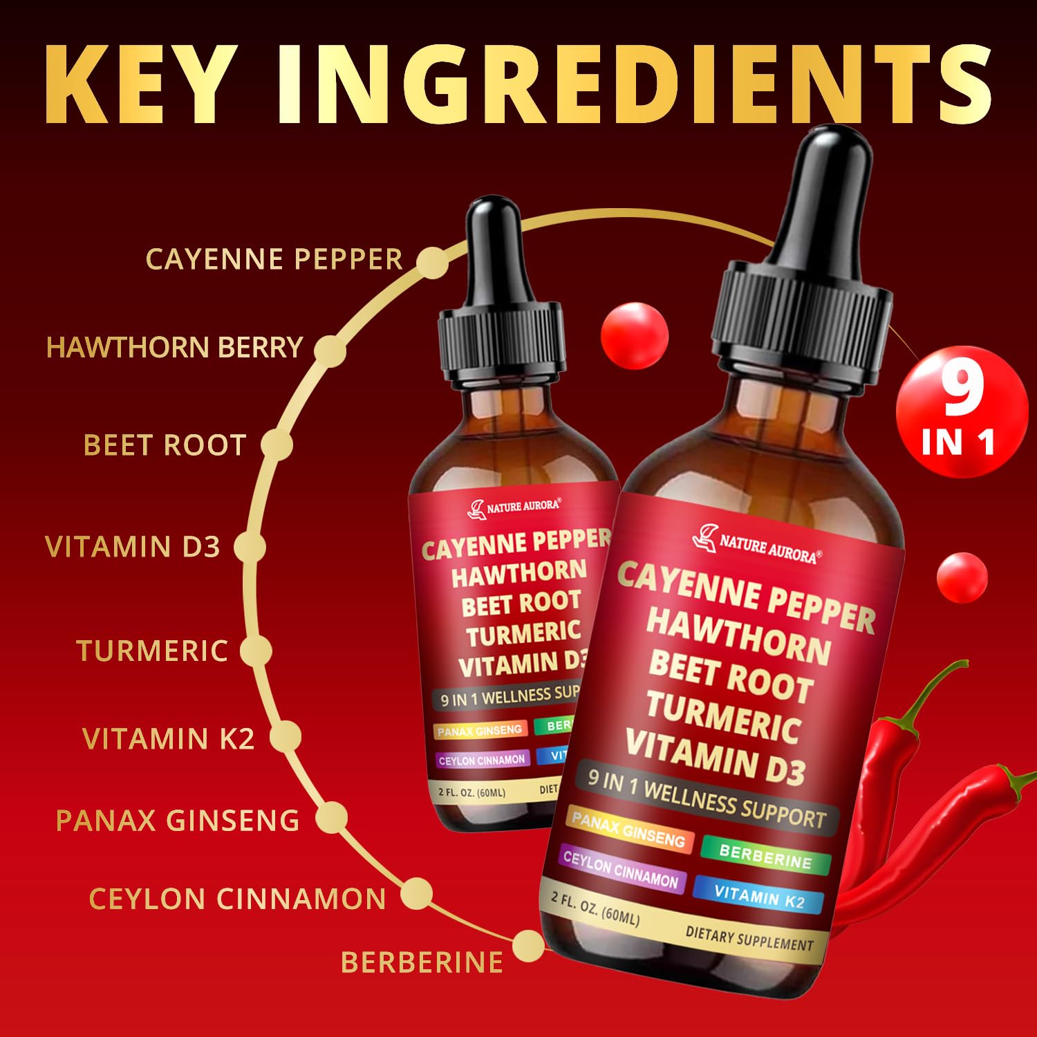 Nature Aurora Cayenne Pepper Liquid Drops 40g packaging