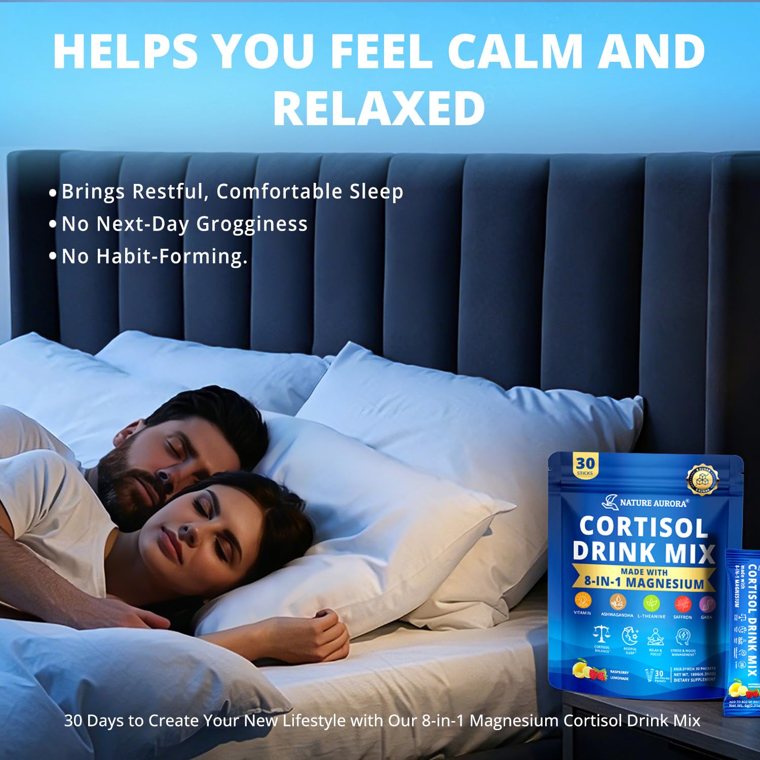 Nature Aurora Cortisol Drink Mix back view packaging