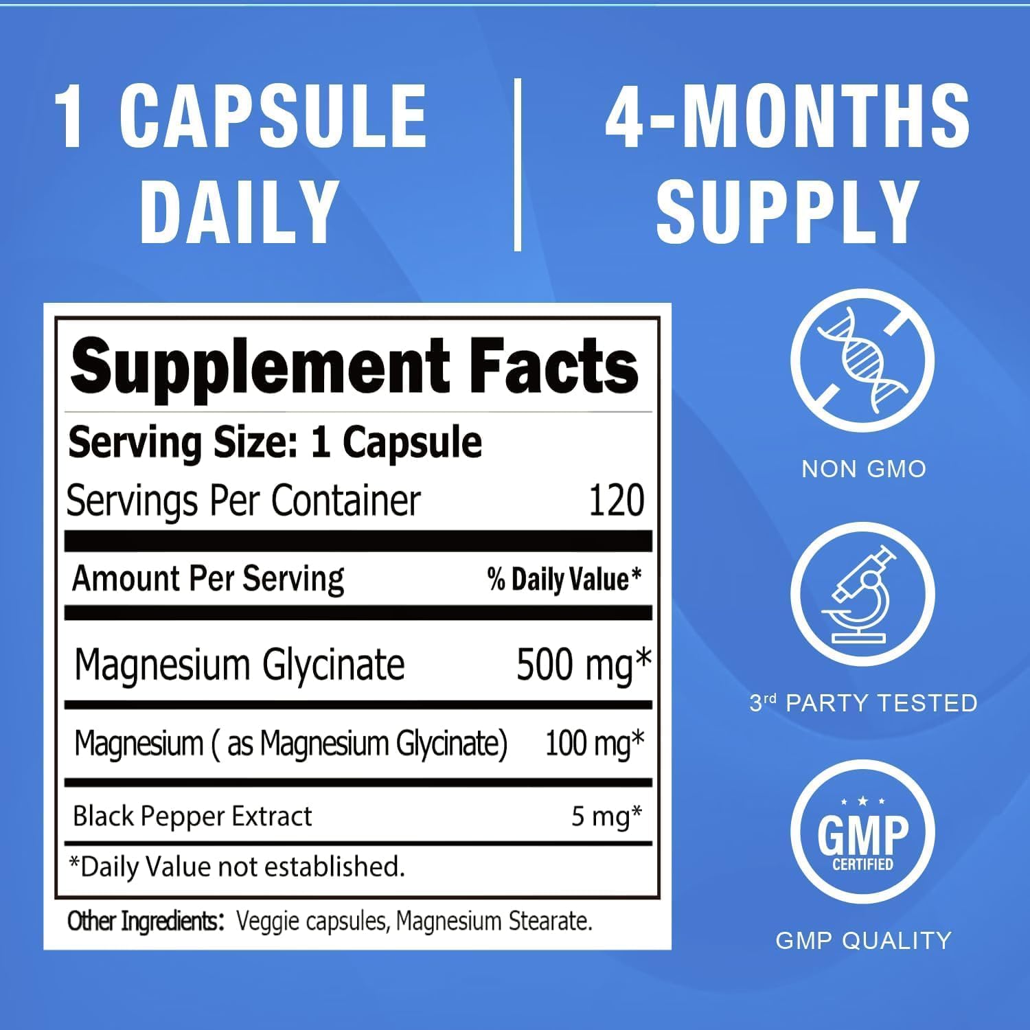 Nature Aurora Magnesium Glycinate 500mg bottle with a soft background
