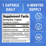 Nature Aurora Magnesium Glycinate 500mg bottle with a soft background