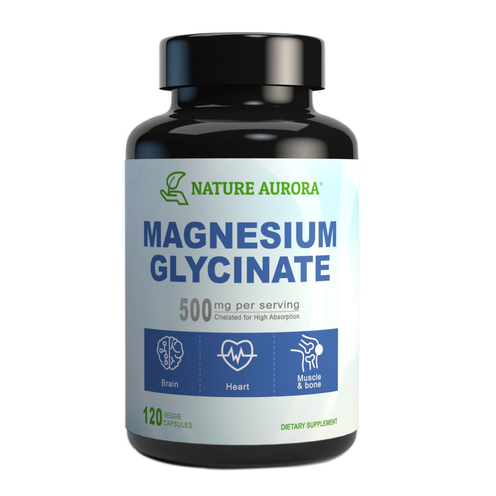 Nature Aurora Magnesium Glycinate 500mg mini capsules front view