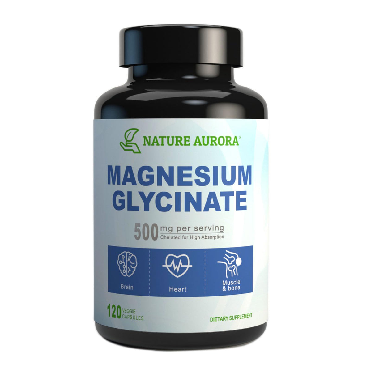 Nature Aurora Magnesium Glycinate 500mg mini capsules front view