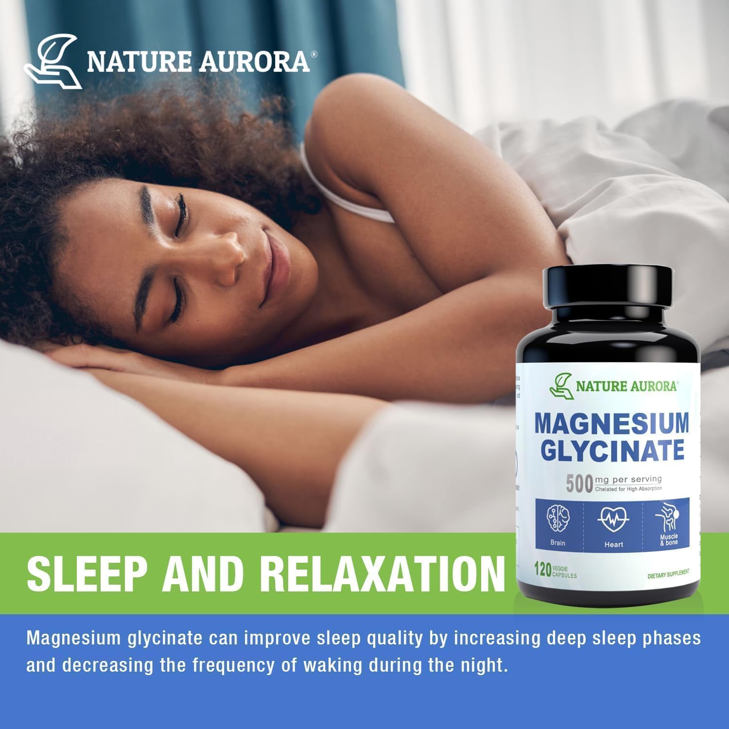 Nature Aurora Magnesium Glycinate 500mg mini capsules side view