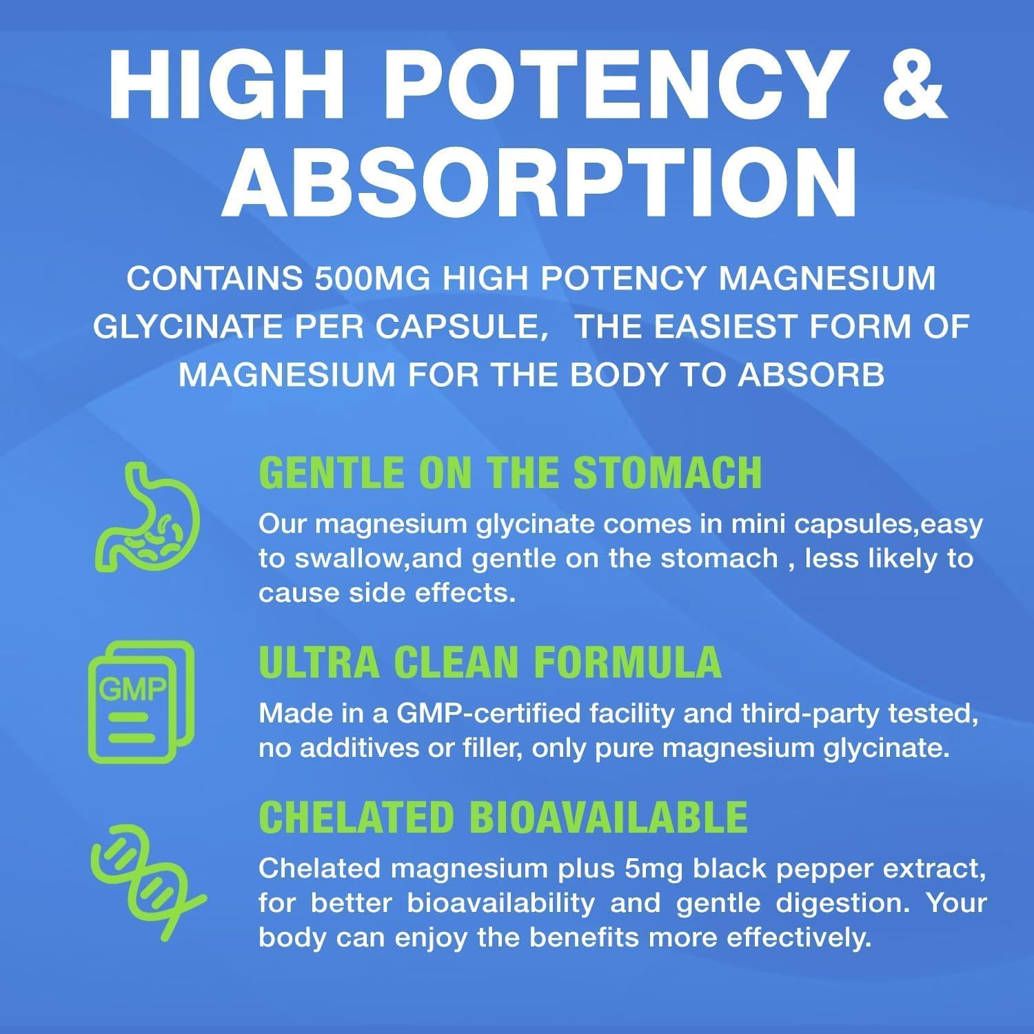 Nature Aurora Magnesium Glycinate 500mg nutritional information label