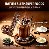 Nature Aurora Mushroom Hot Cocoa Powder with a spoon