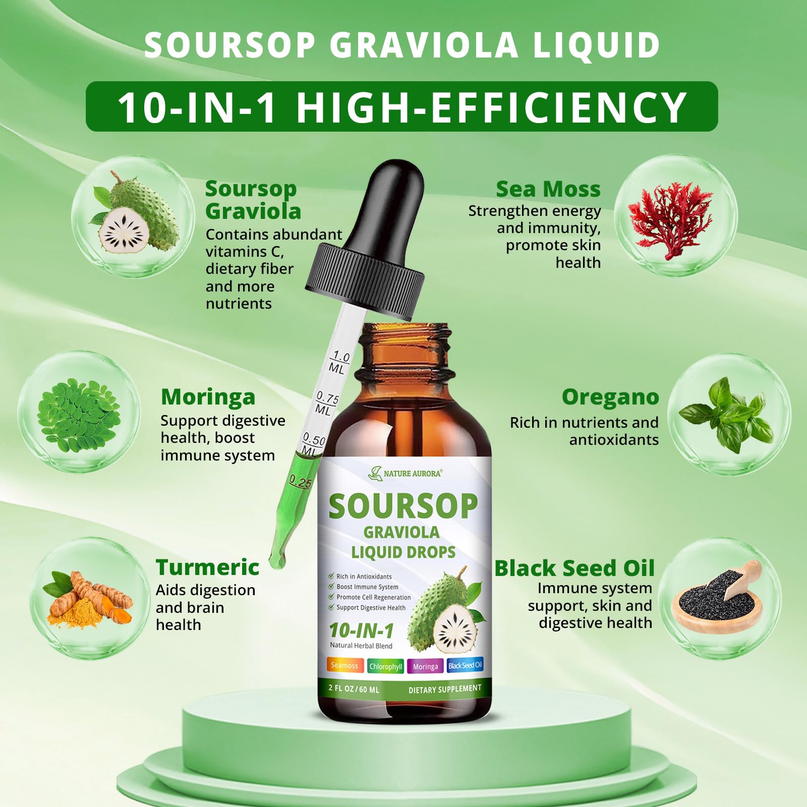 Nature Aurora Soursop Bitters Liquid Drops bottle with dropper