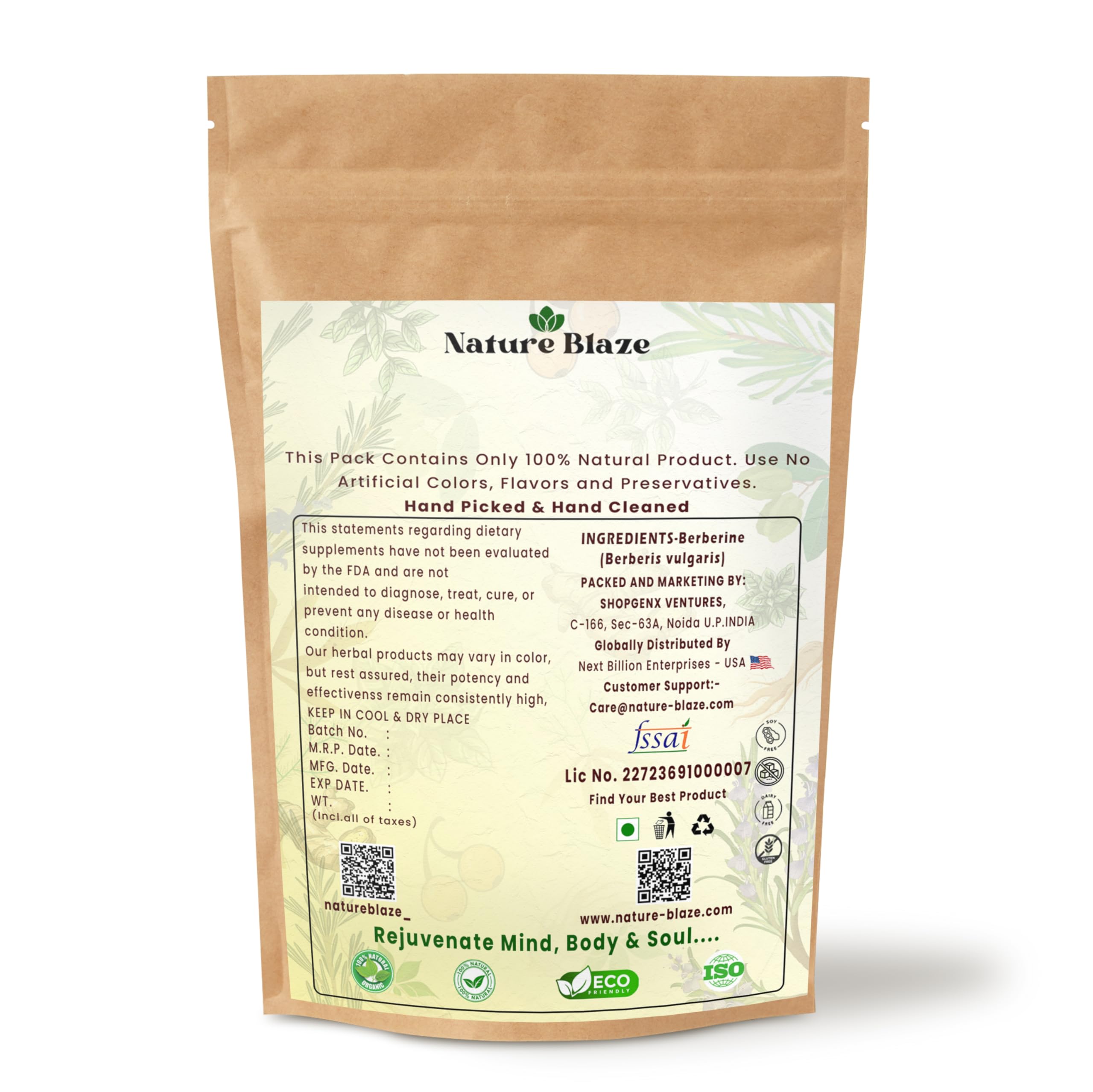 Nature Blaze Barberry Extract 181g packaging details