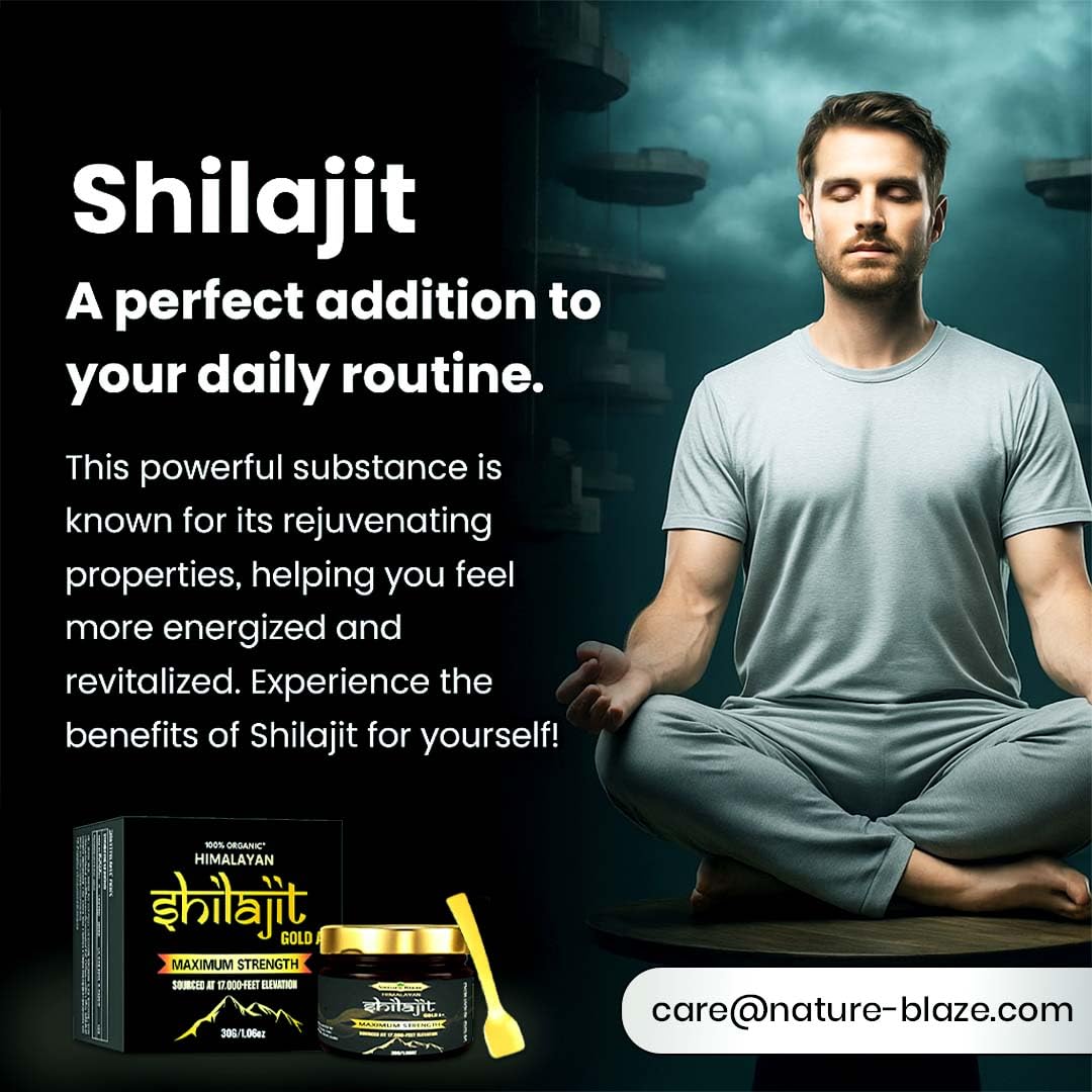 Nature Blaze Organic Shilajit 30g resin in a spoon