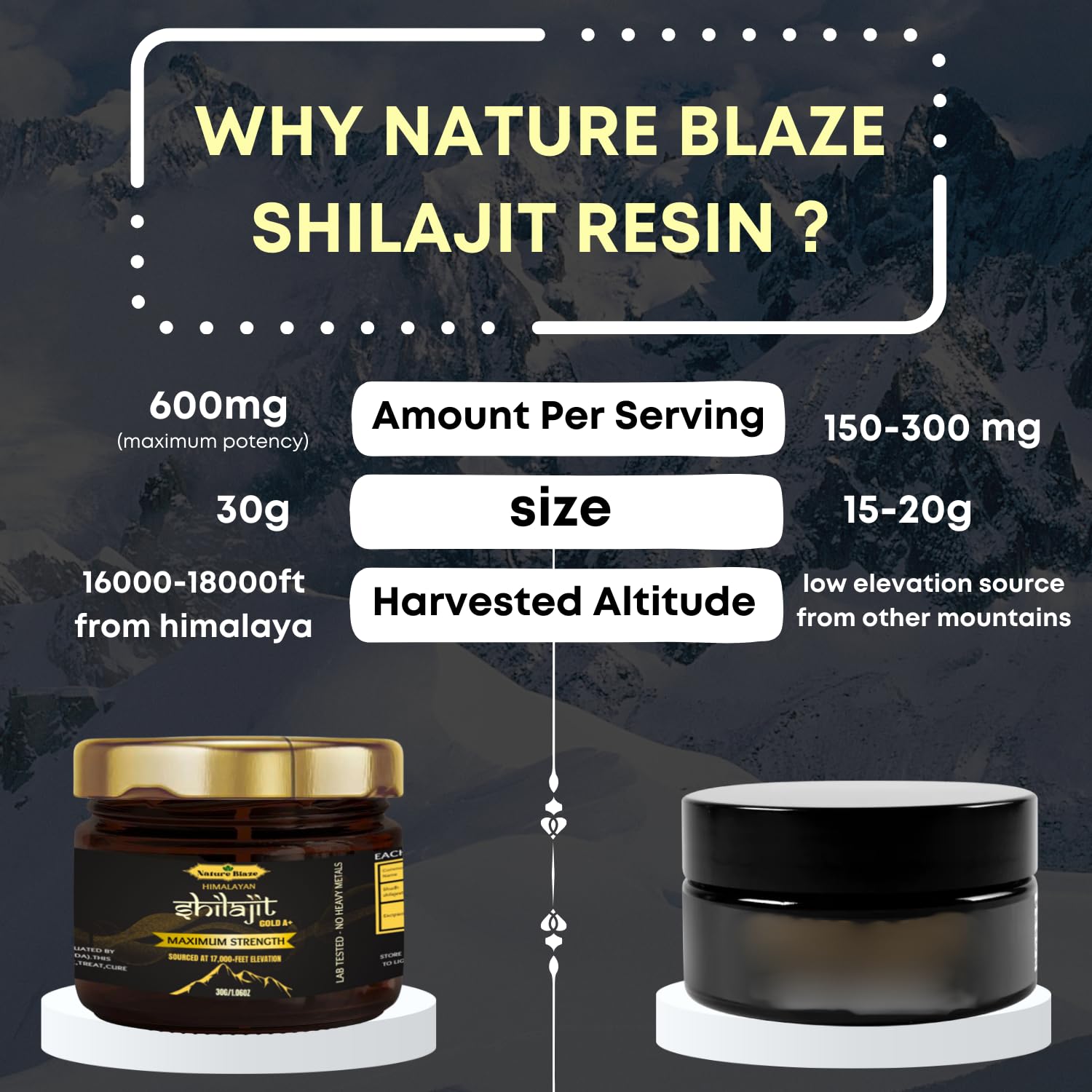 Nature Blaze Organic Shilajit 30g resin on a wooden surface