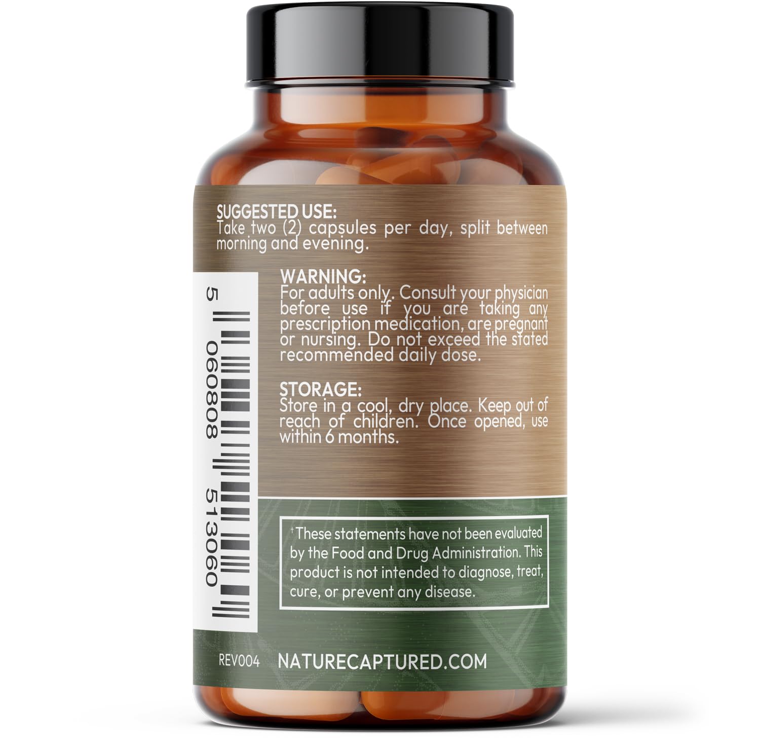 Nature Captured daily Supplement side view showing label
