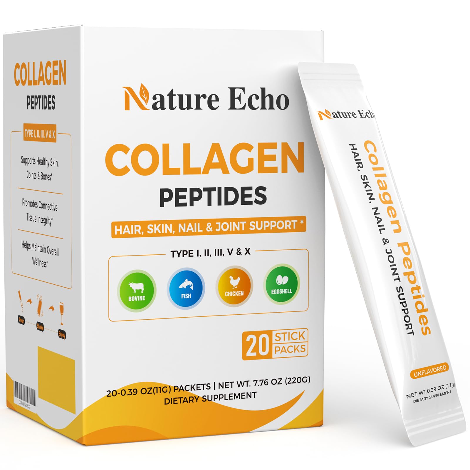 Nature Echo Collagen Peptides individual packets front view