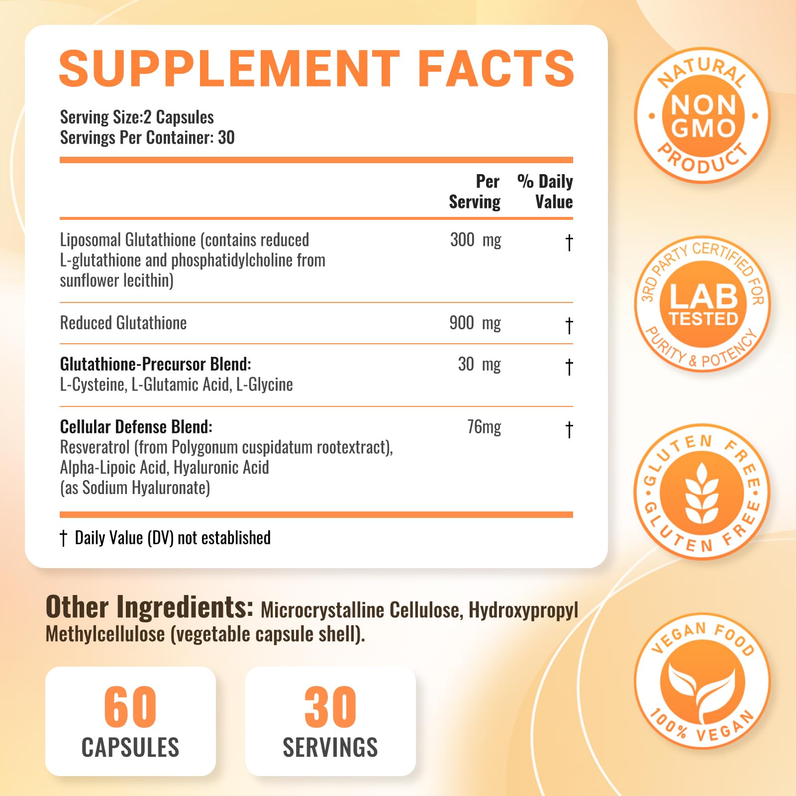 Nature Echo Liposomal Glutathione Supplement 1200MG ingredients list