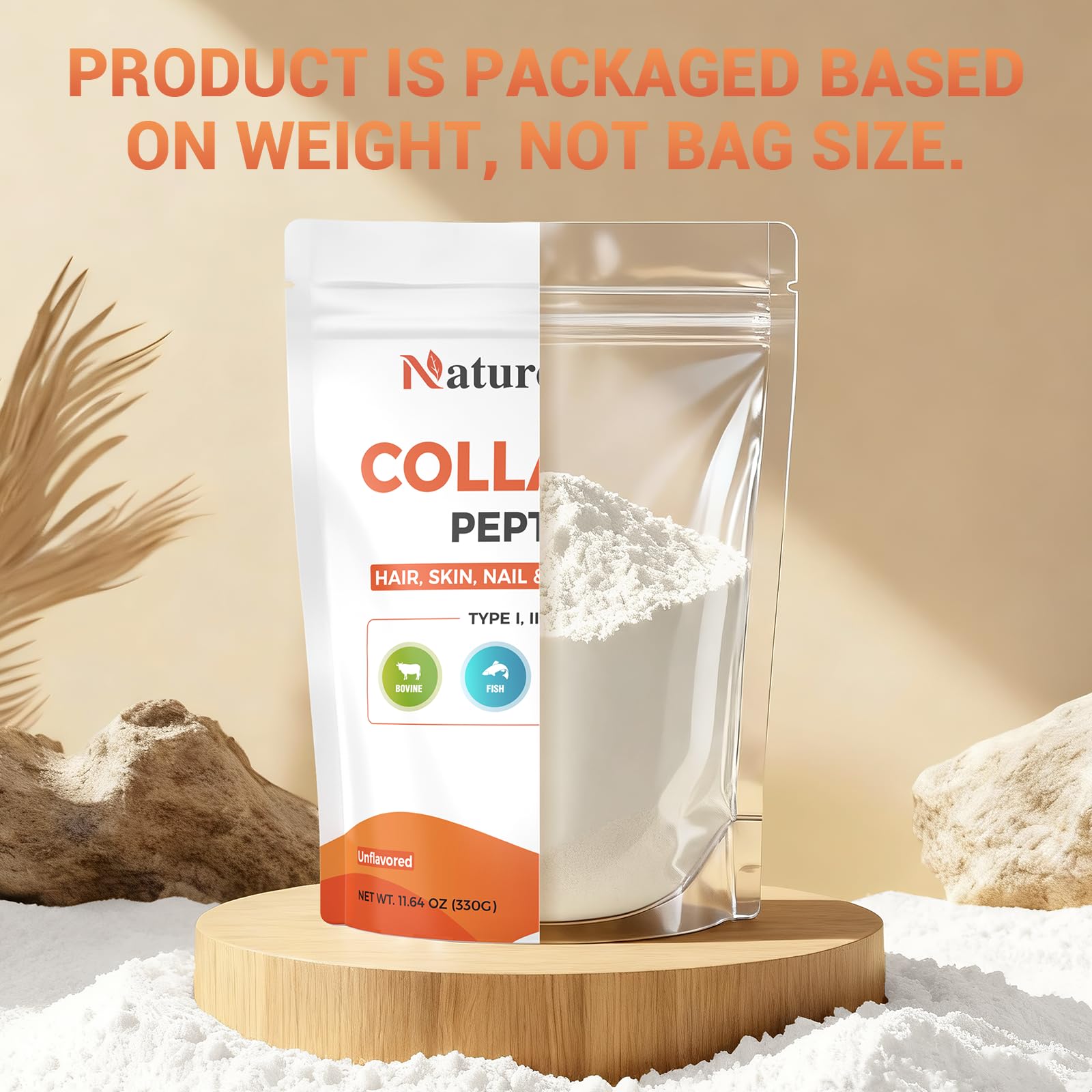 Nature Echo Multi Collagen Peptides Powder 330g with smoothie ingredients