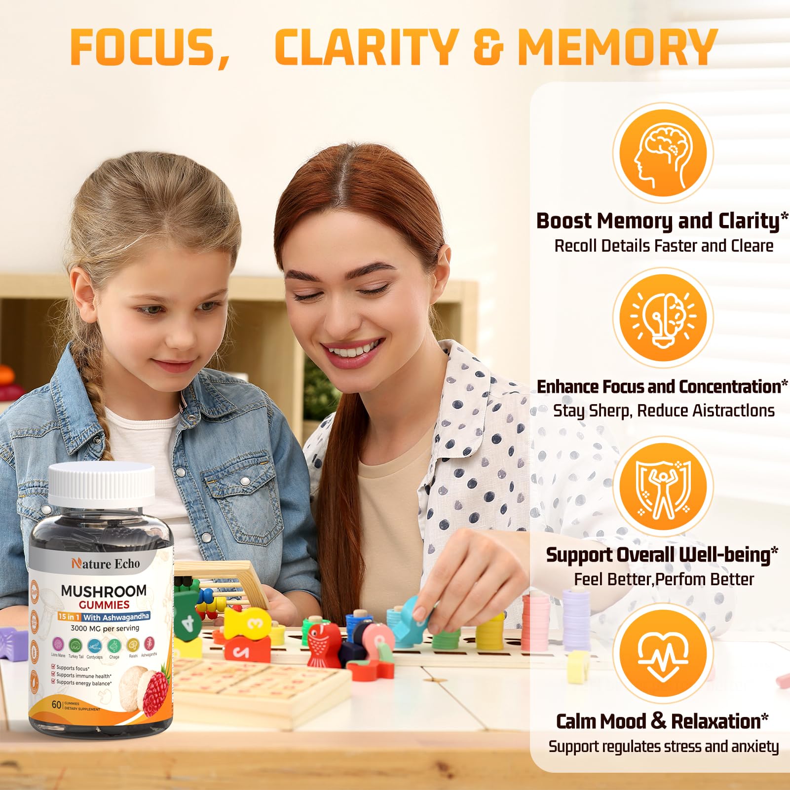 Nature Echo Mushroom Gummies open package with gummies visible