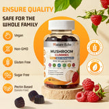 Nature Echo Mushroom Gummies with Ashwagandha on a wooden table