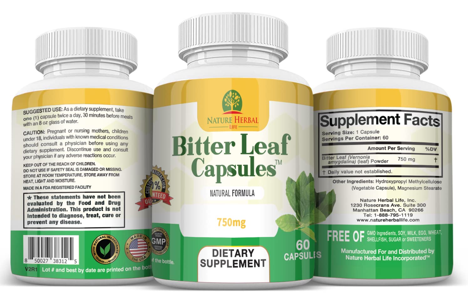 Nature Herbal Life Bitter Leaf Capsules 750mg nutritional information
