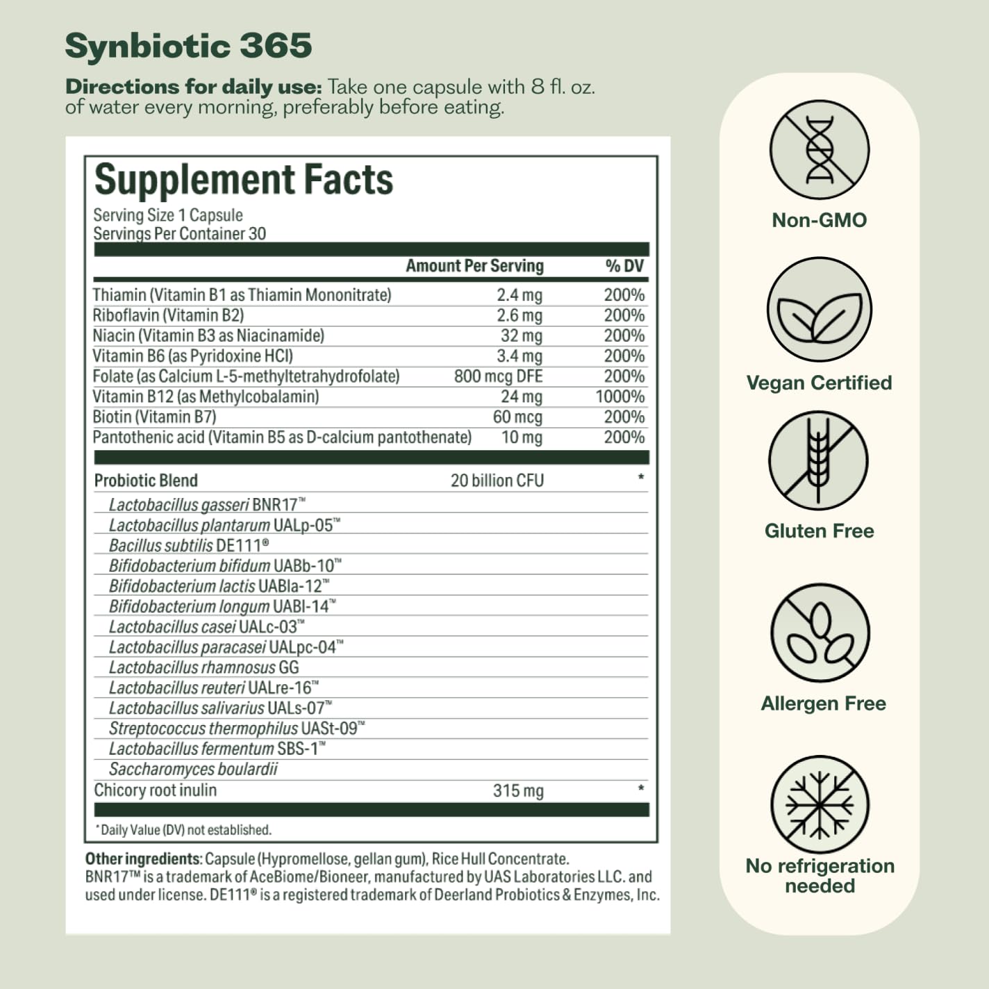 Nature M.D. Probiotics product information on a table
