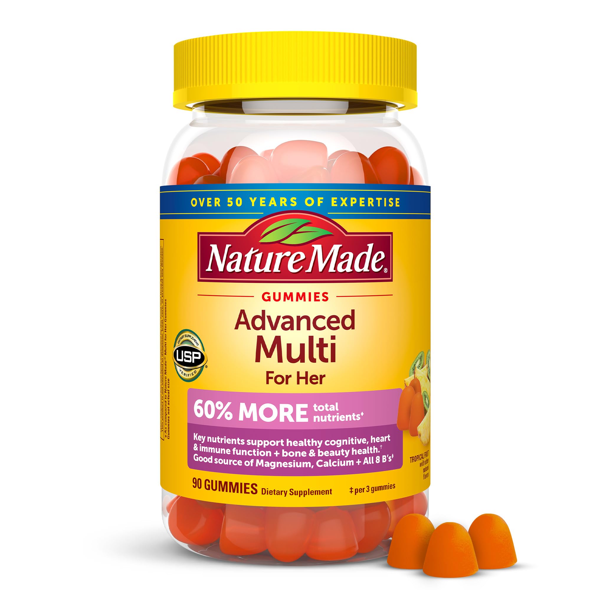 Nature Made Advanced Multivitamin Gummies for Her 90 count bottle front view