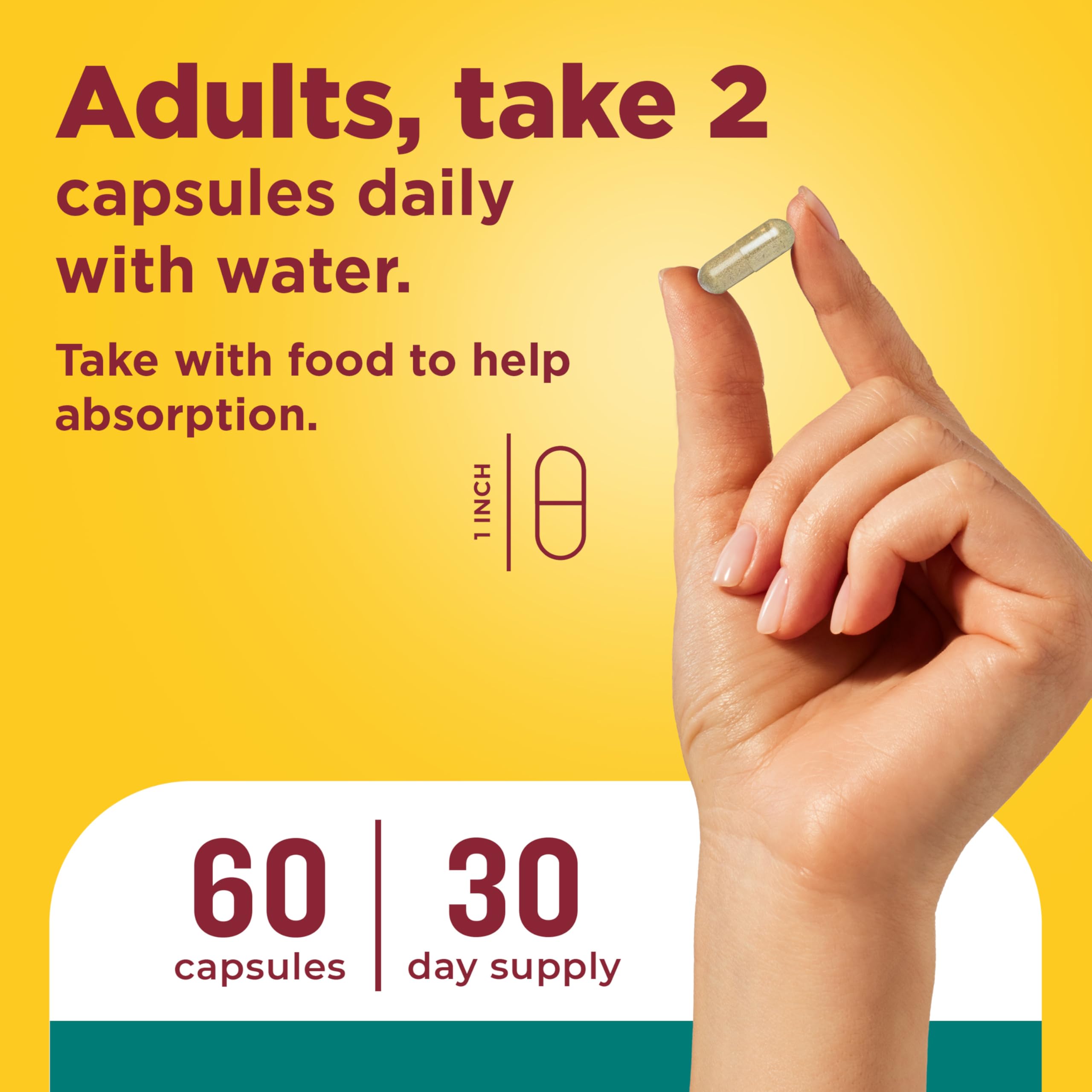 Nature Made Ashwagandha + Reishi Mushroom Capsules with measuring spoon