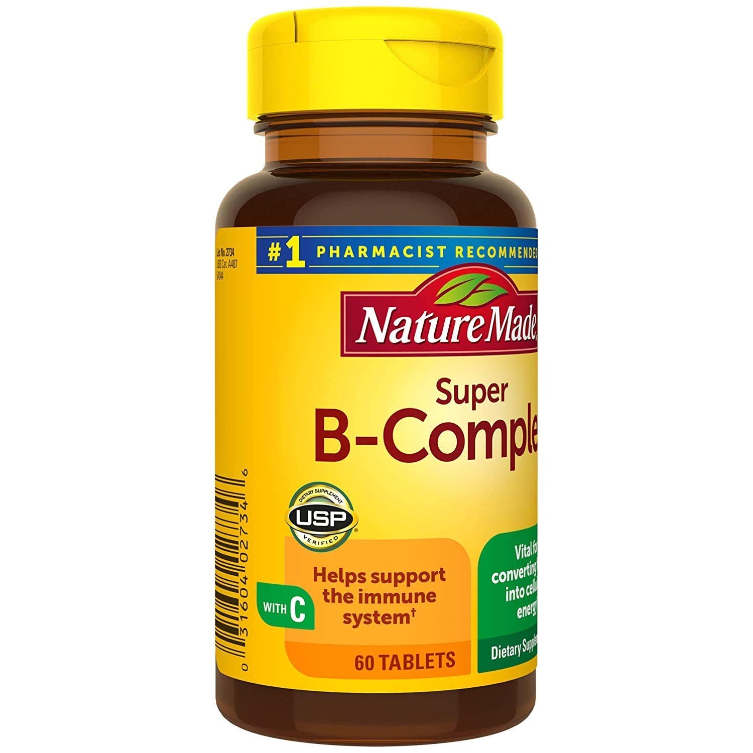 Nature Made B-Complex Tablets on a table with a glass of water