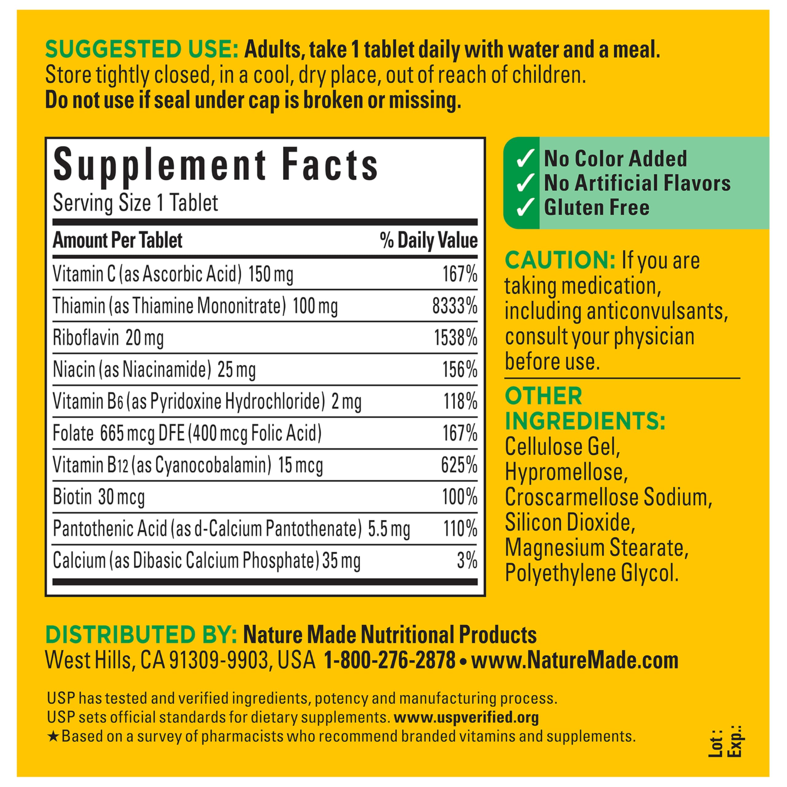 Nature Made B Complex with Vitamin C and Folic Acid packaging