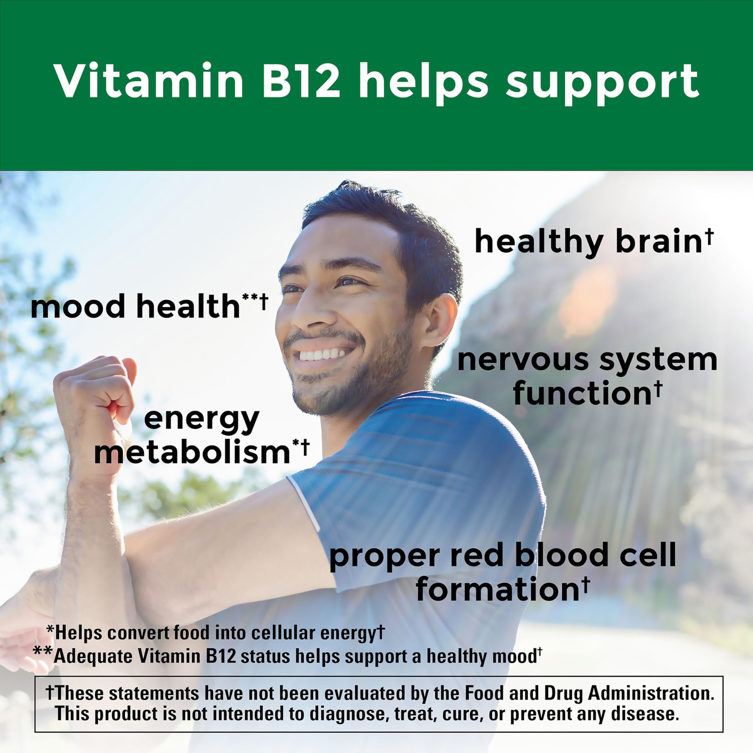 Nature Made B12 1000mcg Time Release Tablets bottle with label