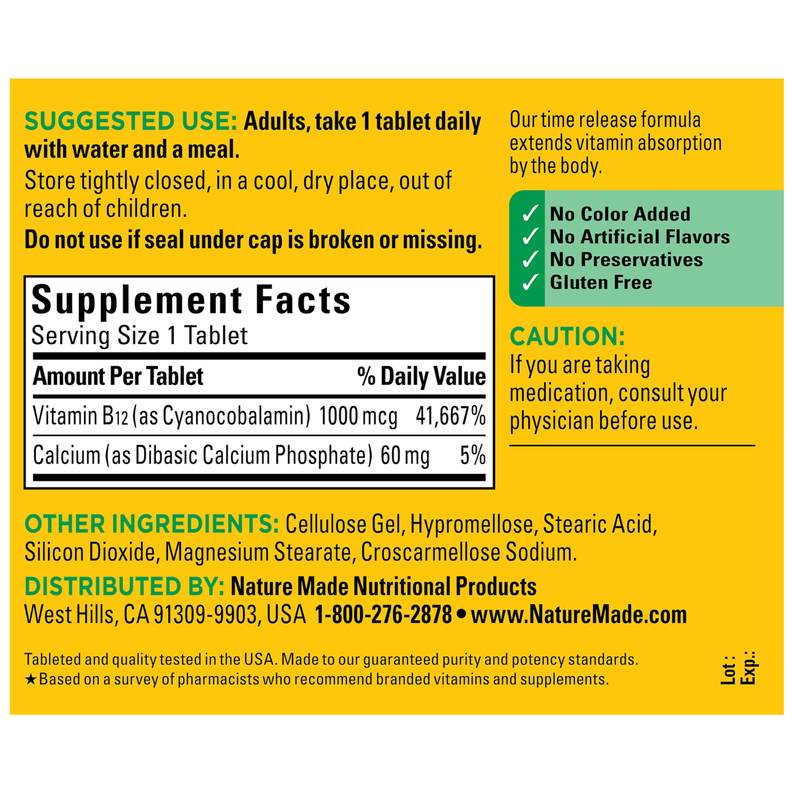 Nature Made B12 1000mcg Time Release Tablets close-up of tablets