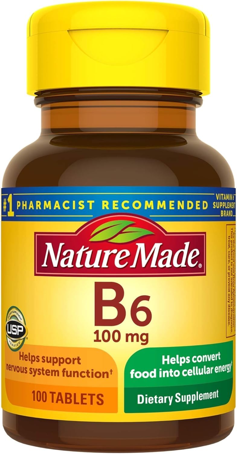 Nature Made B6 100mg supplement bottle front view