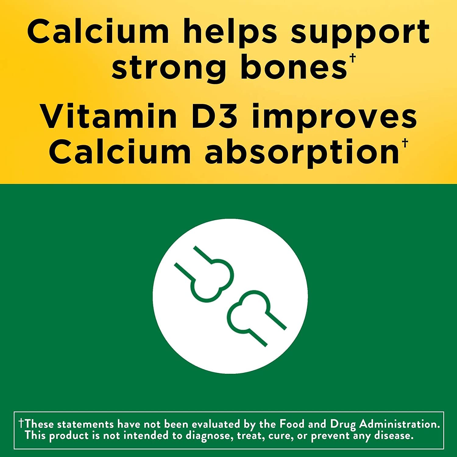 Nature Made Calcium 600 mg with Vitamin D3 Tablets back view showing ingredients
